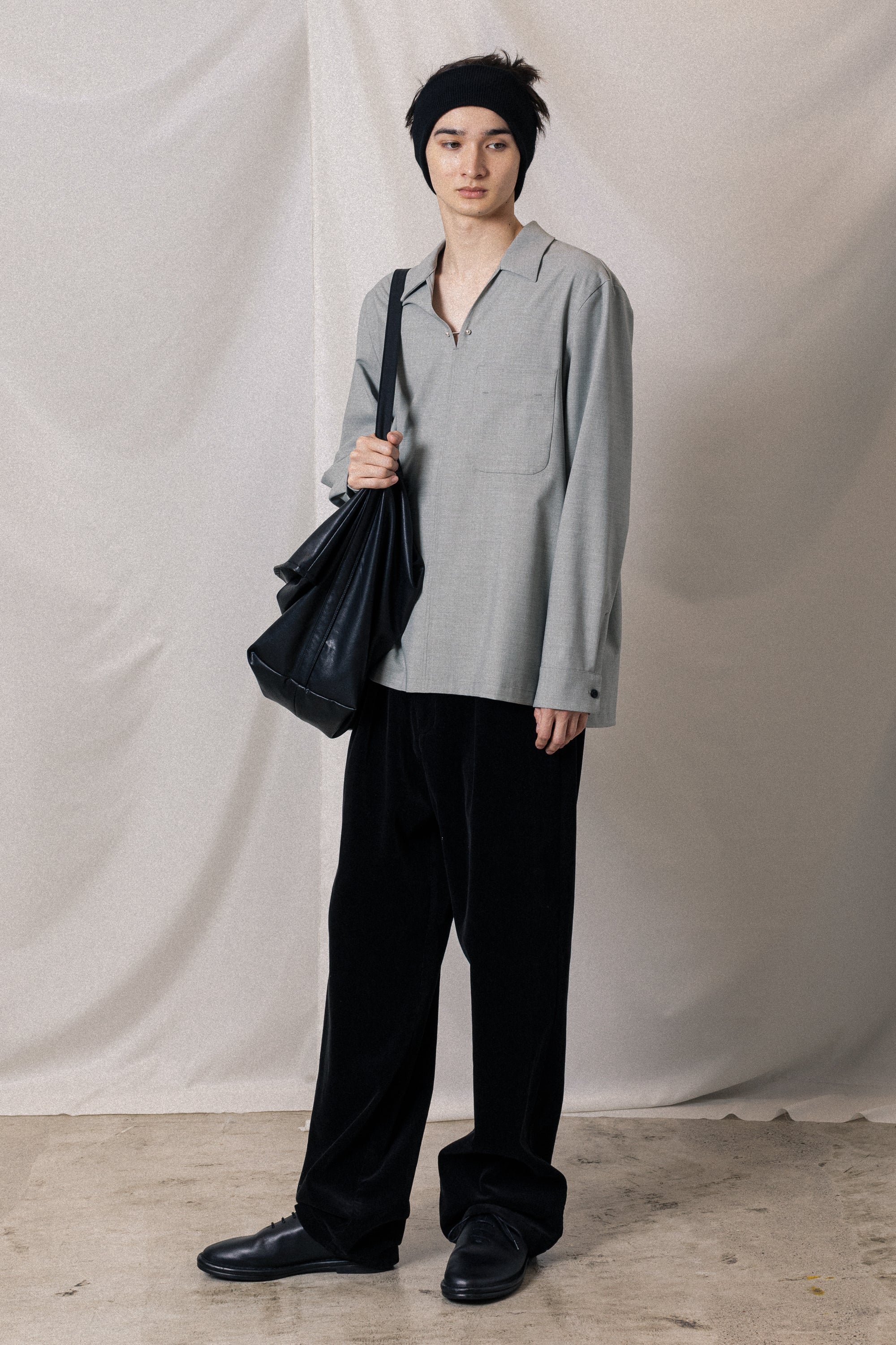 AS52-056 ポリエステル/レーヨンストレッチトロピカル スキッパー L/Sシャツ