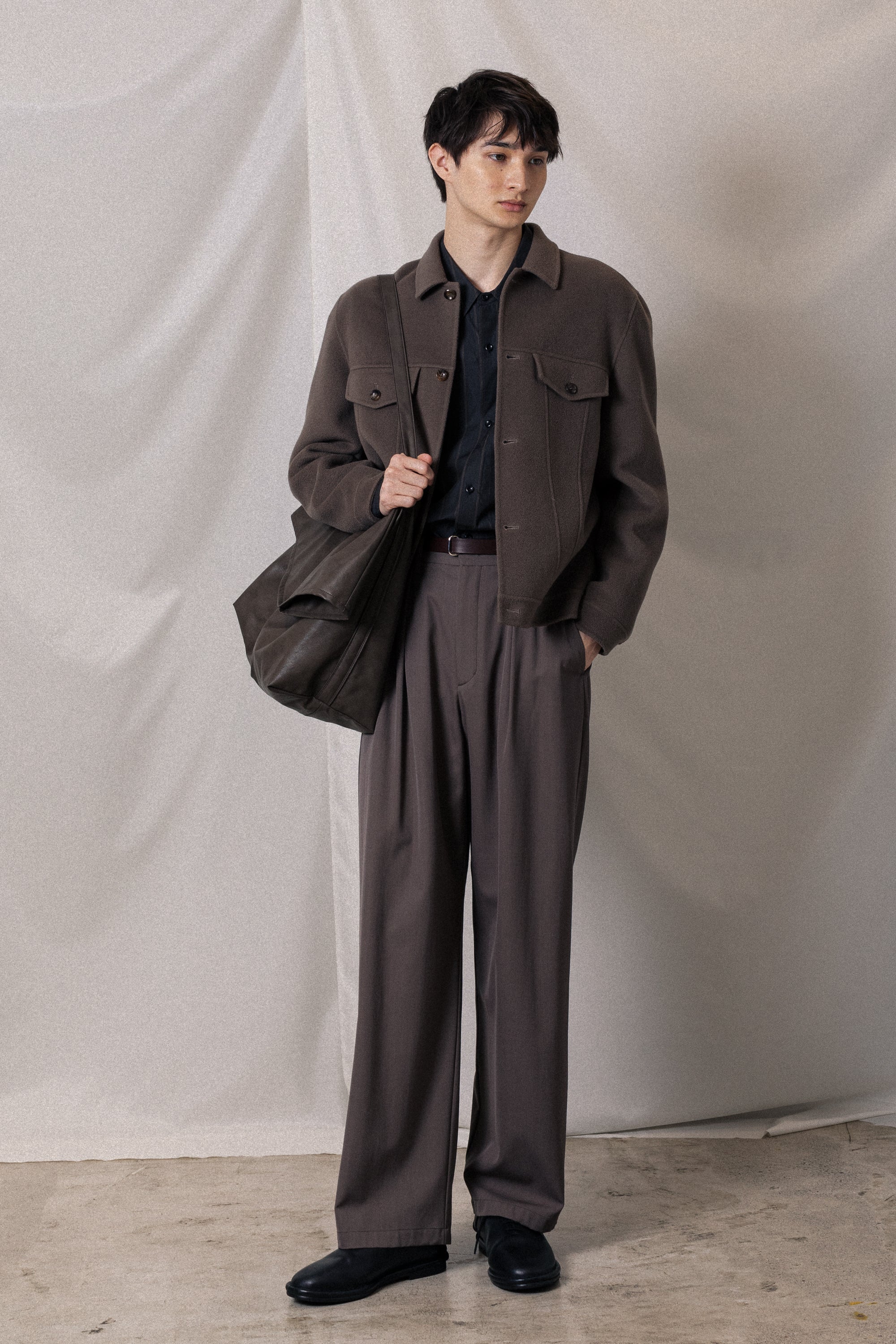 AB52-039 ウール/カシミヤダブルフェイスビーバー トラッカージャケット