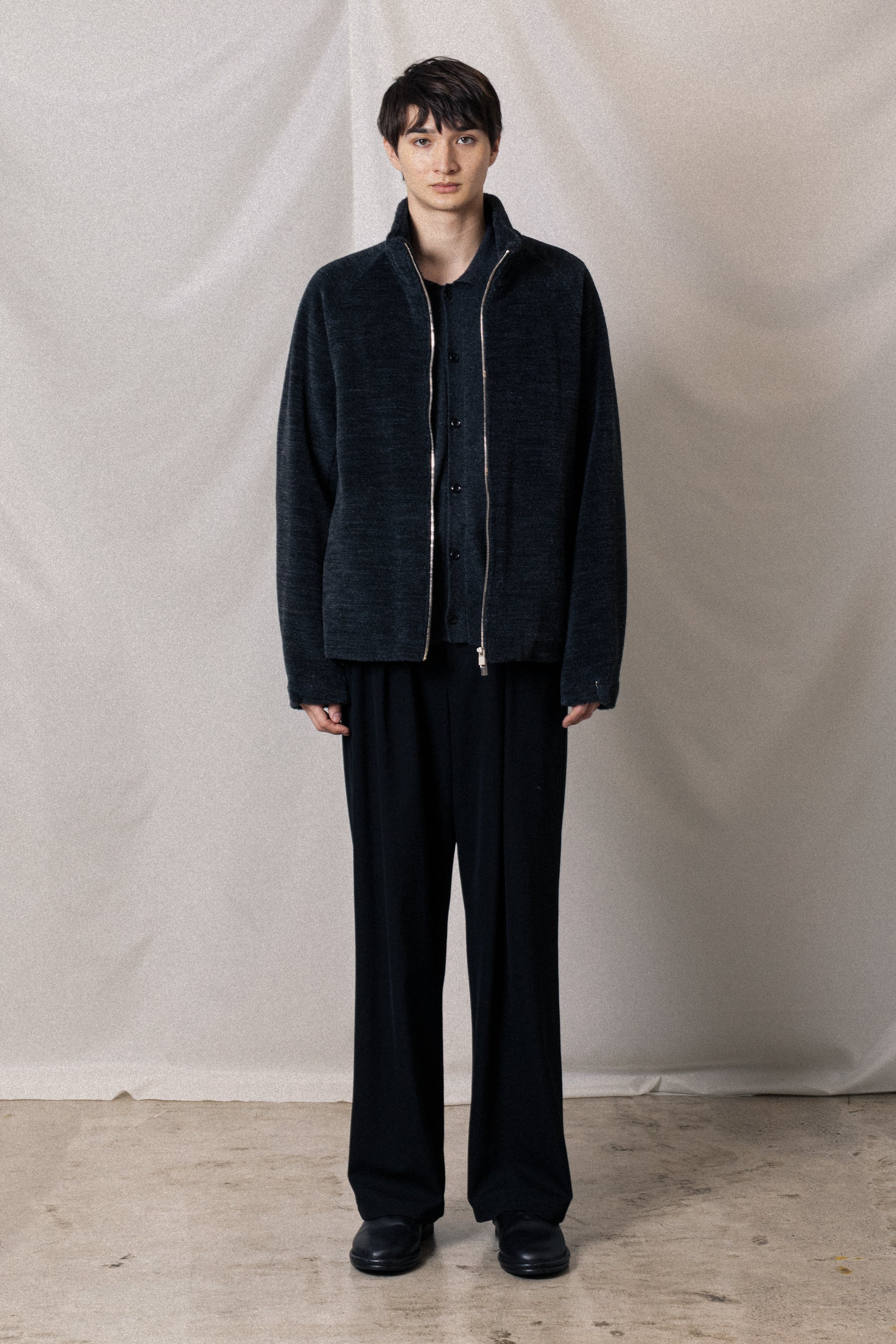AB52-028 ウールアルパカボア ジップアップブルゾン