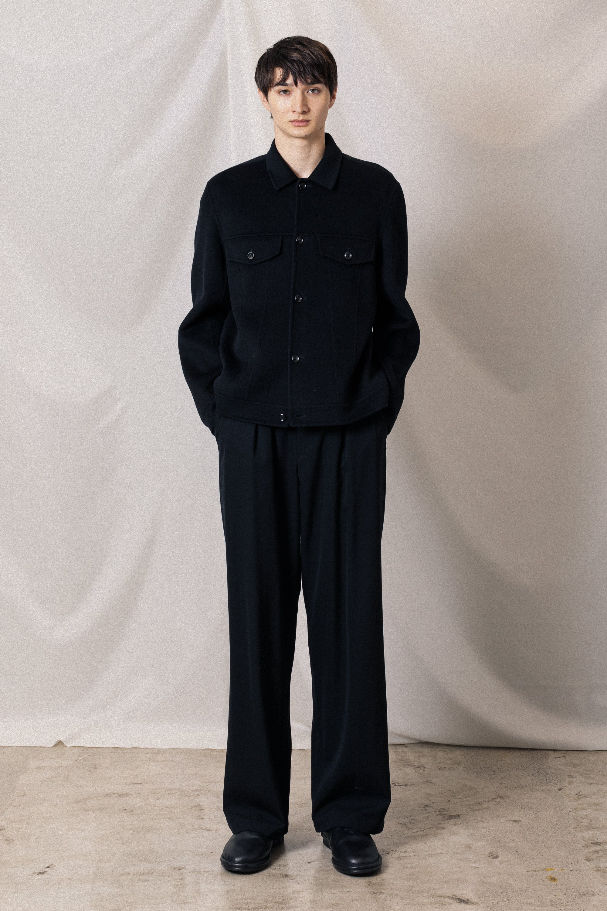 AB52-039 ウール/カシミヤダブルフェイスビーバー トラッカージャケット