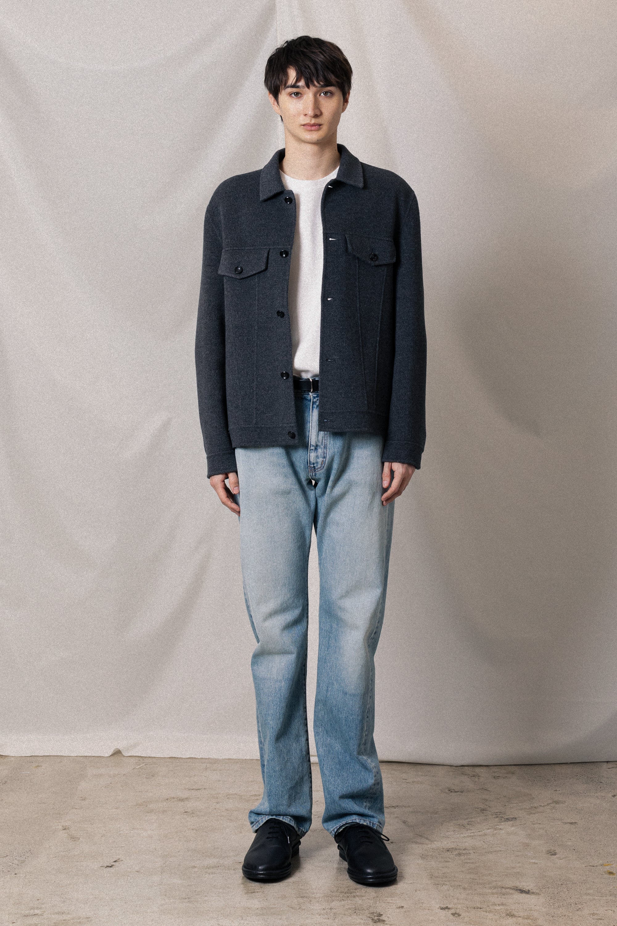 AB52-039 ウール/カシミヤダブルフェイスビーバー トラッカージャケット