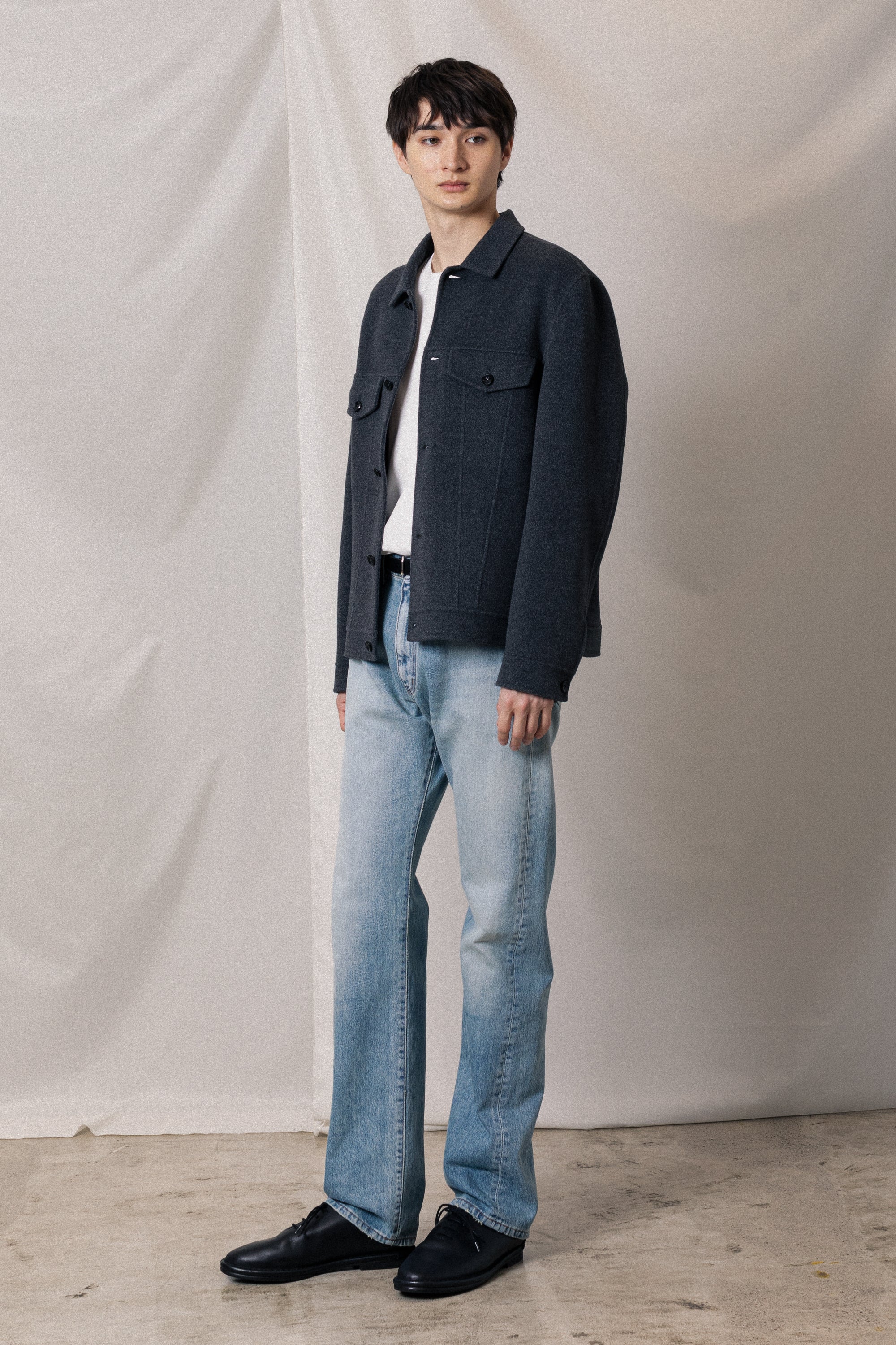 AB52-039 ウール/カシミヤダブルフェイスビーバー トラッカージャケット