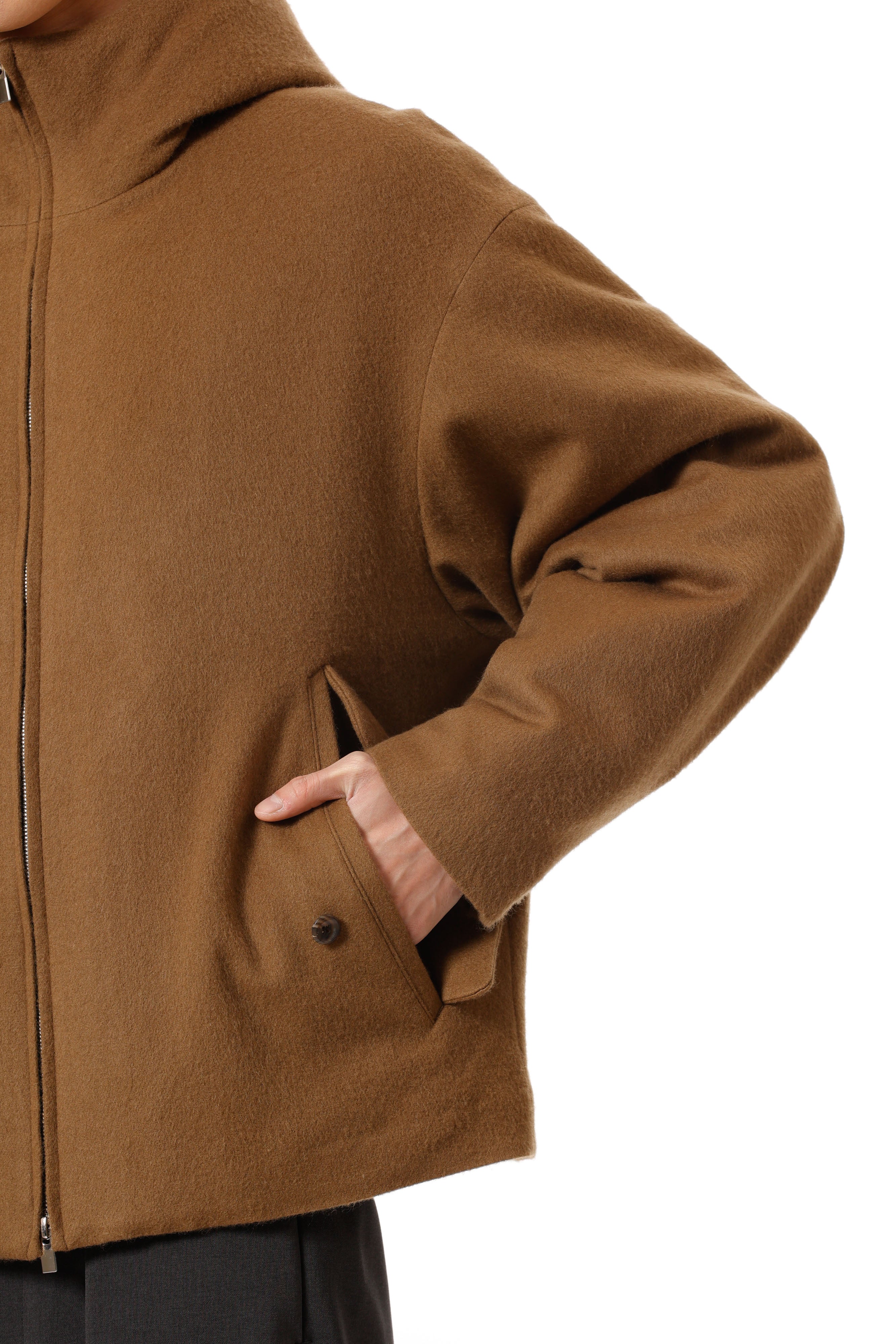 AB52-043 ウールシャギー パディングフードジャケット