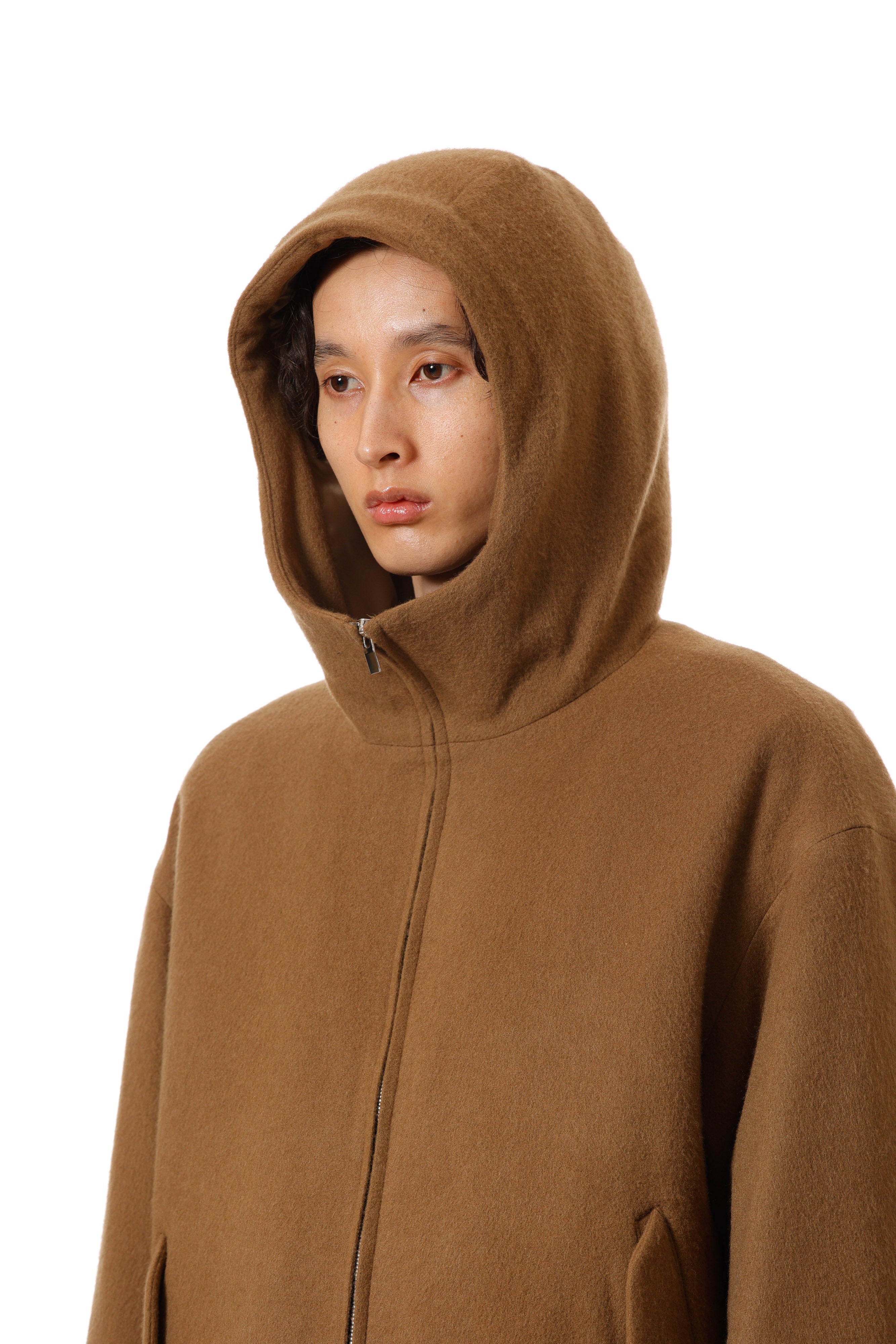 AB52-043 ウールシャギー パディングフードジャケット