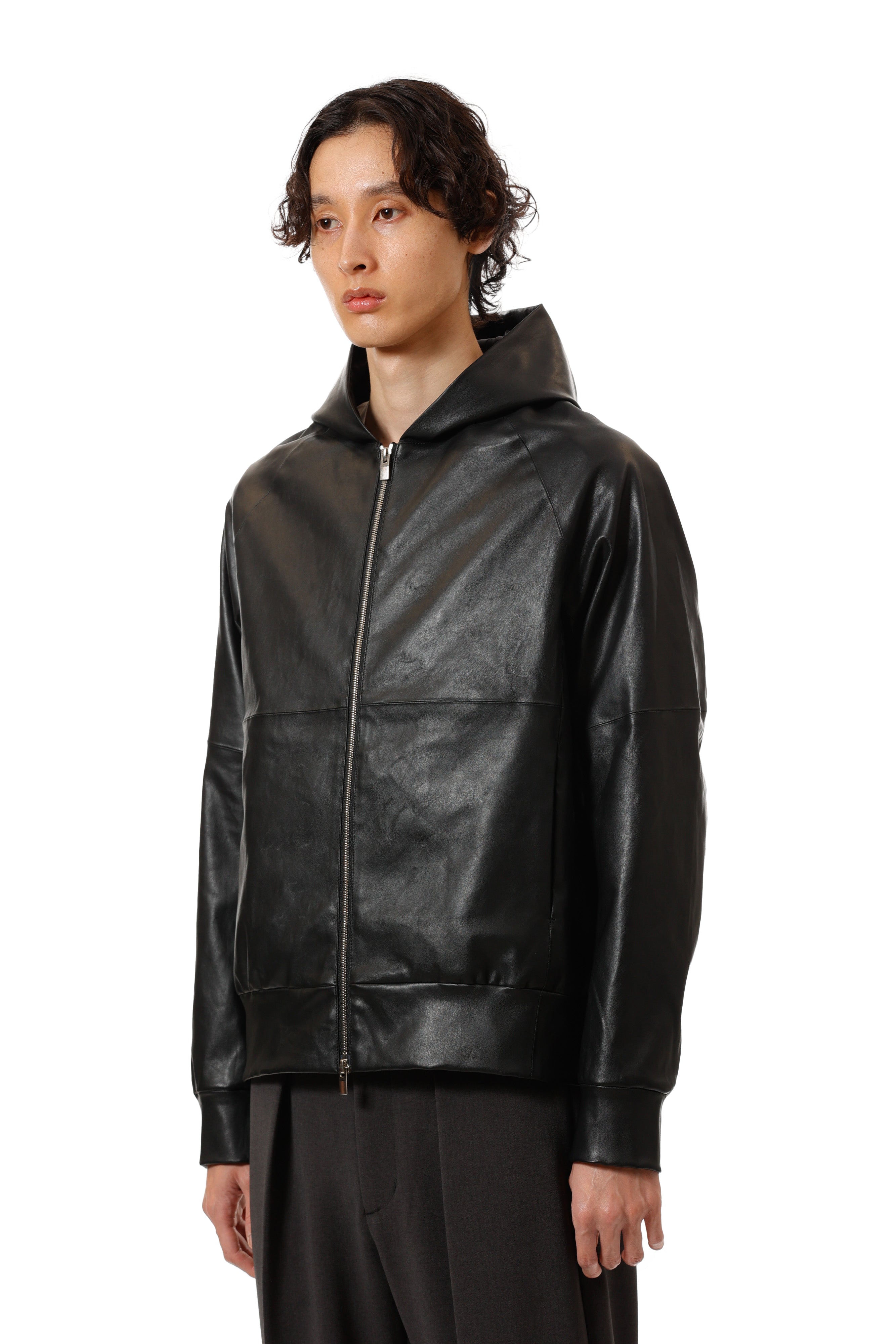 AB52-061 ストレッチシープレザー ジップアップフーディ