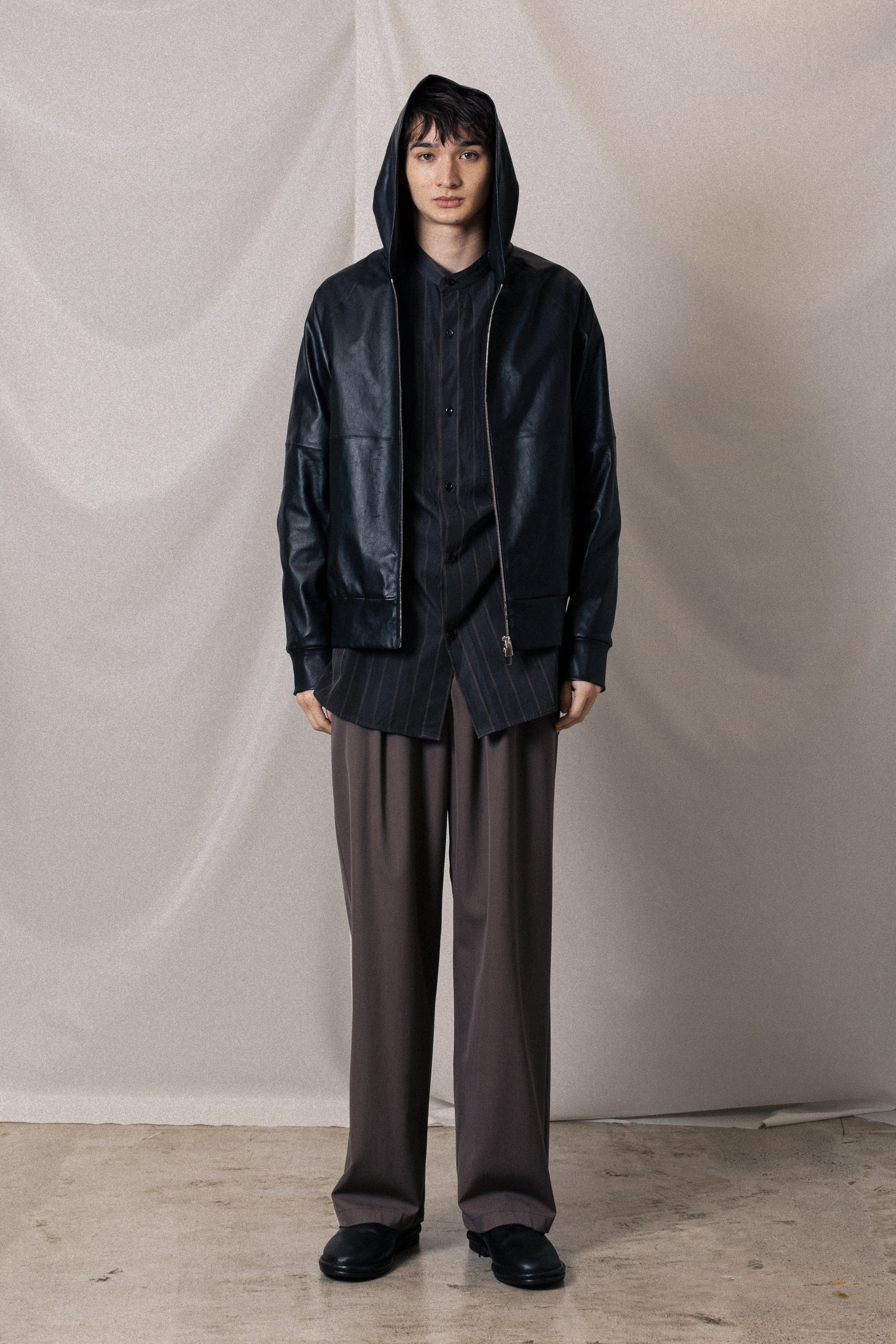 AS52-017 キュプラ/コットンストライプツイル L/Sシャツ