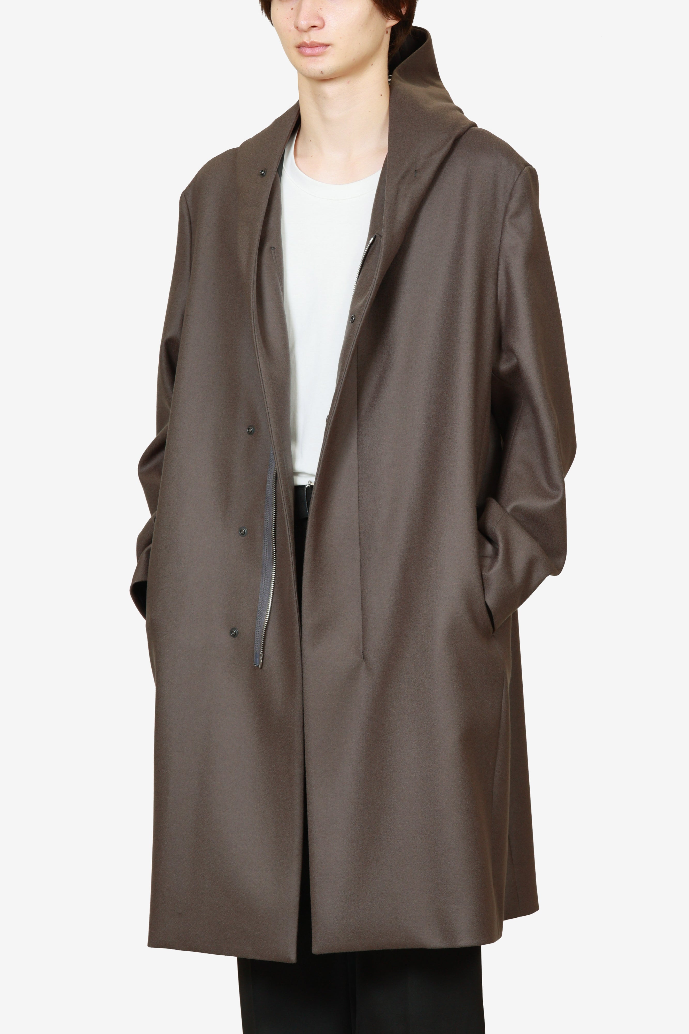 限定商品 AC52-118 ウールダブルメルトン ジップアップフーデットコート