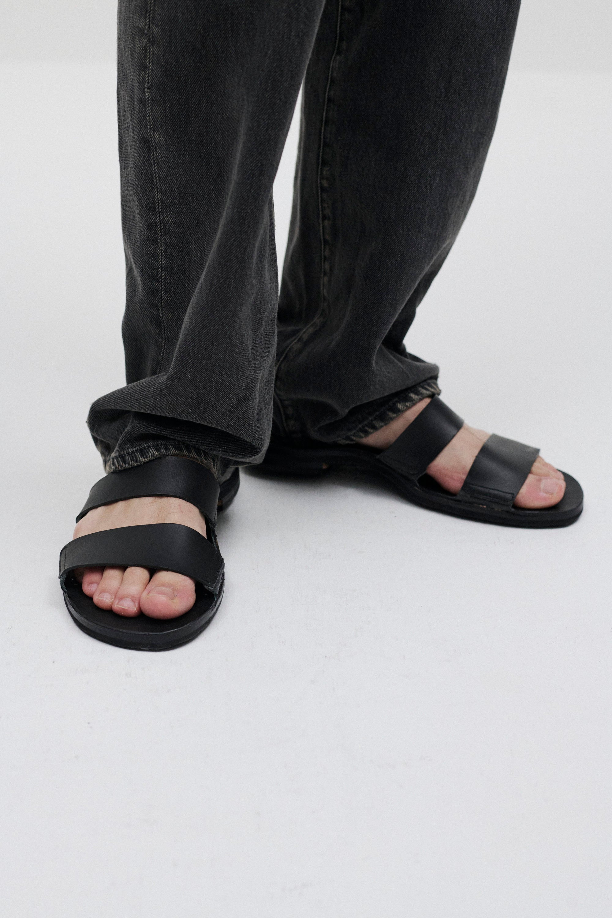 スムースレザー スライドサンダル