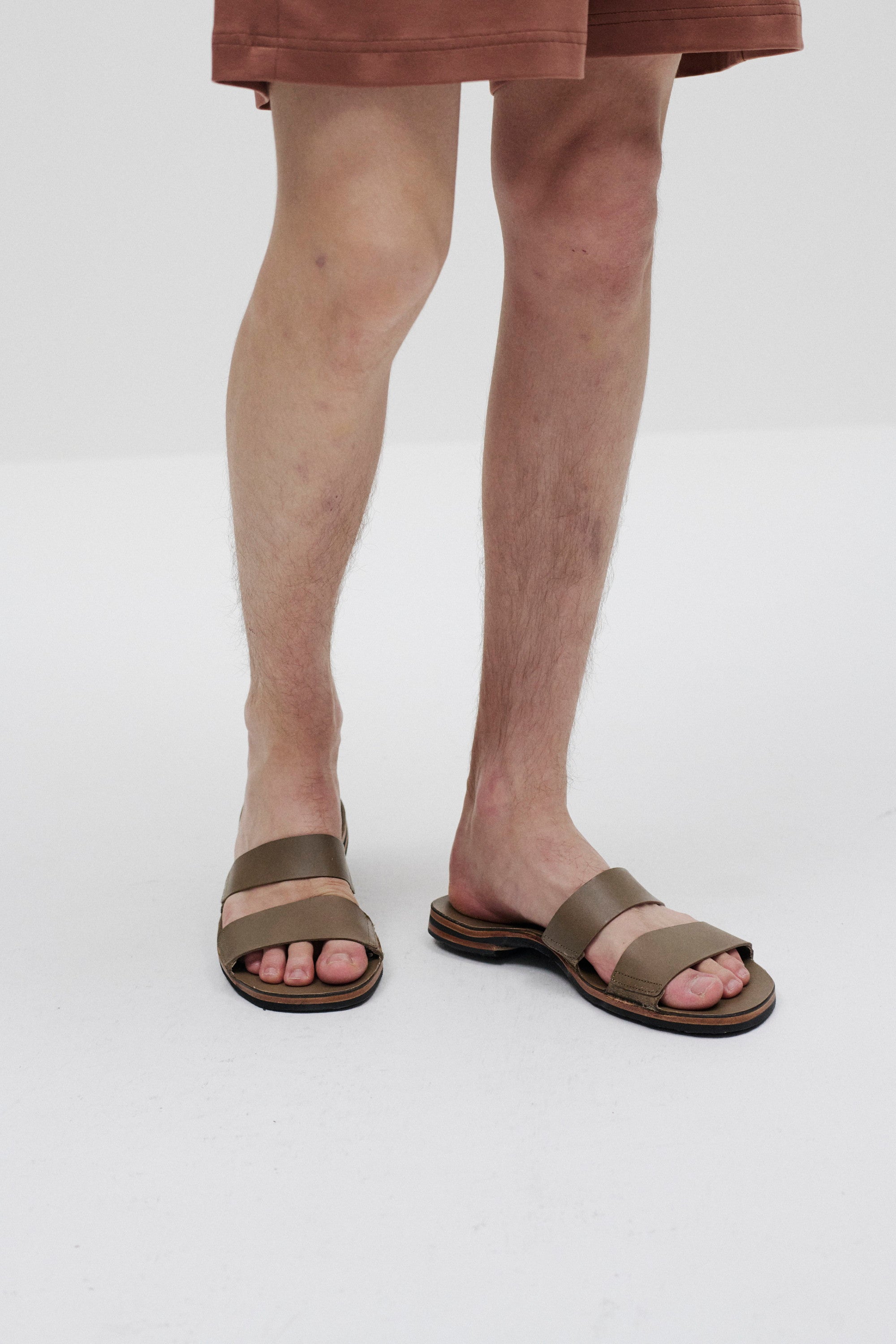 スムースレザー スライドサンダル