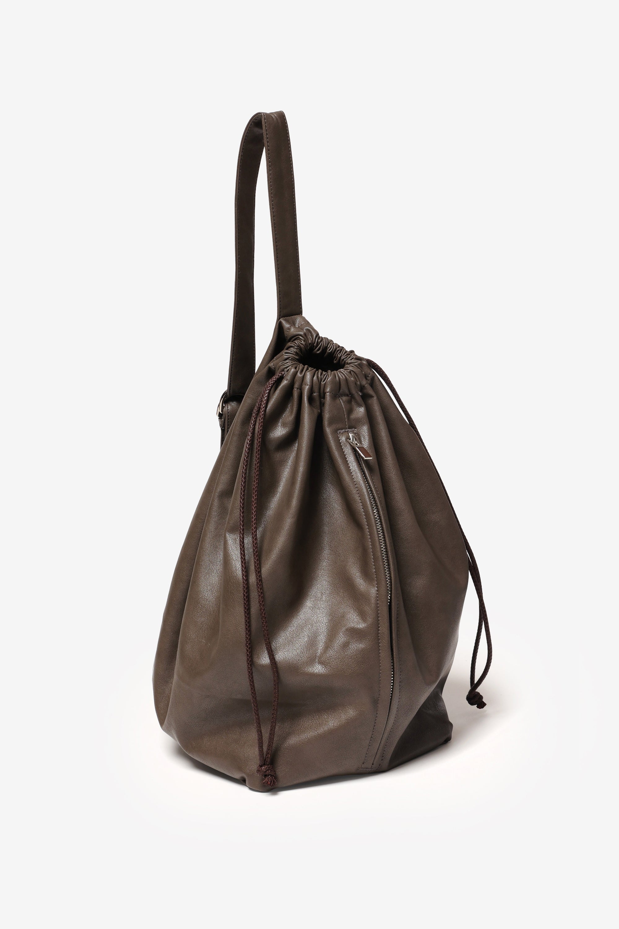 シンセティックレザー バケットバッグ