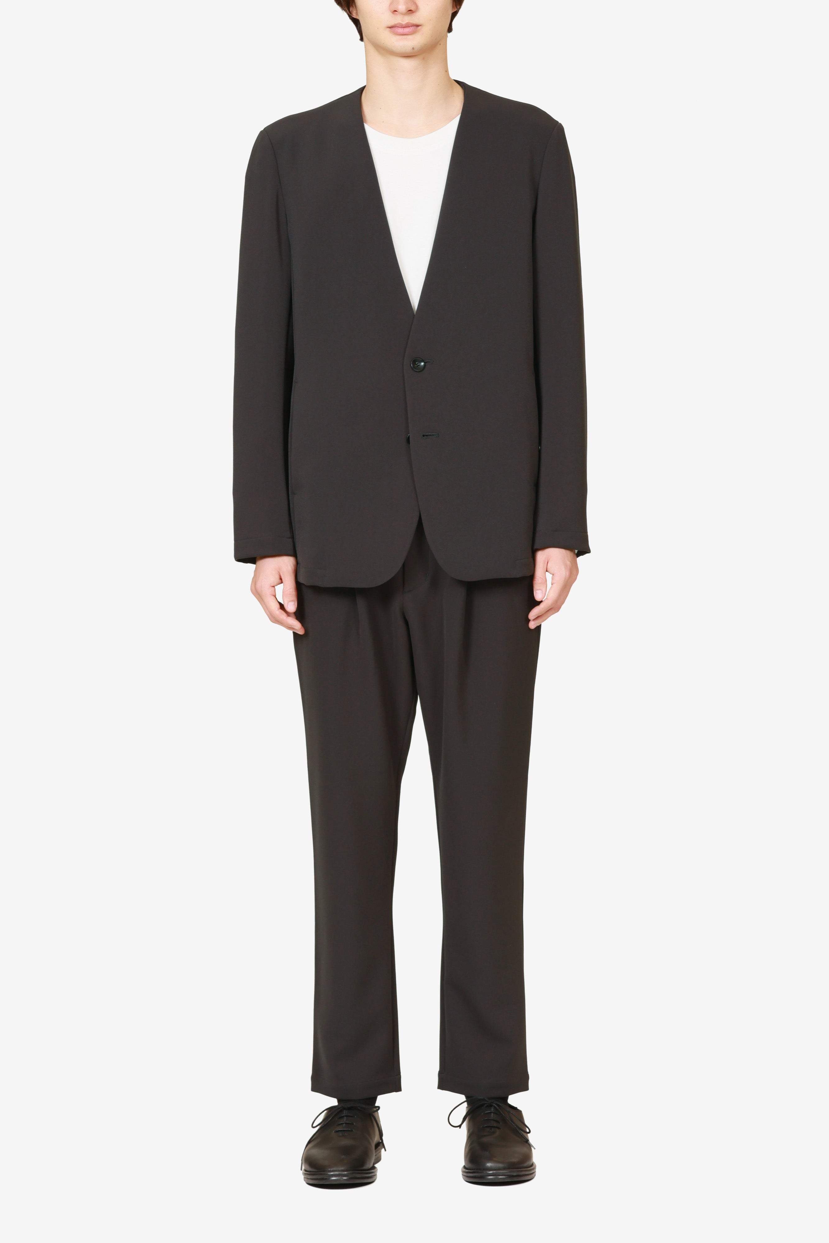 AG52-075 ポリエステルストレッチダブルクロス ノーカラージャケット