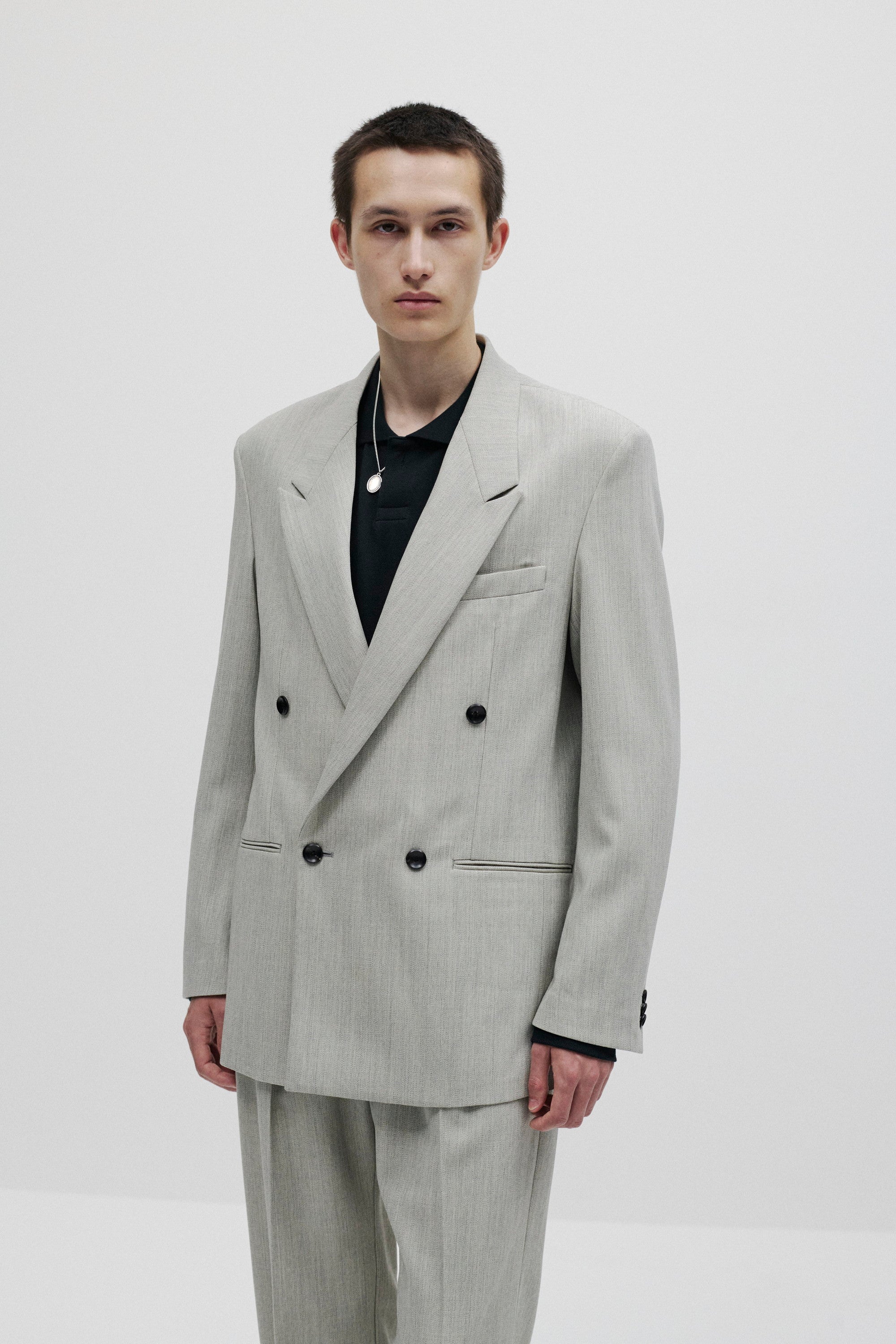 ハイツイストウールギャバジンキャンバス ダブルブレステッドジャケット
