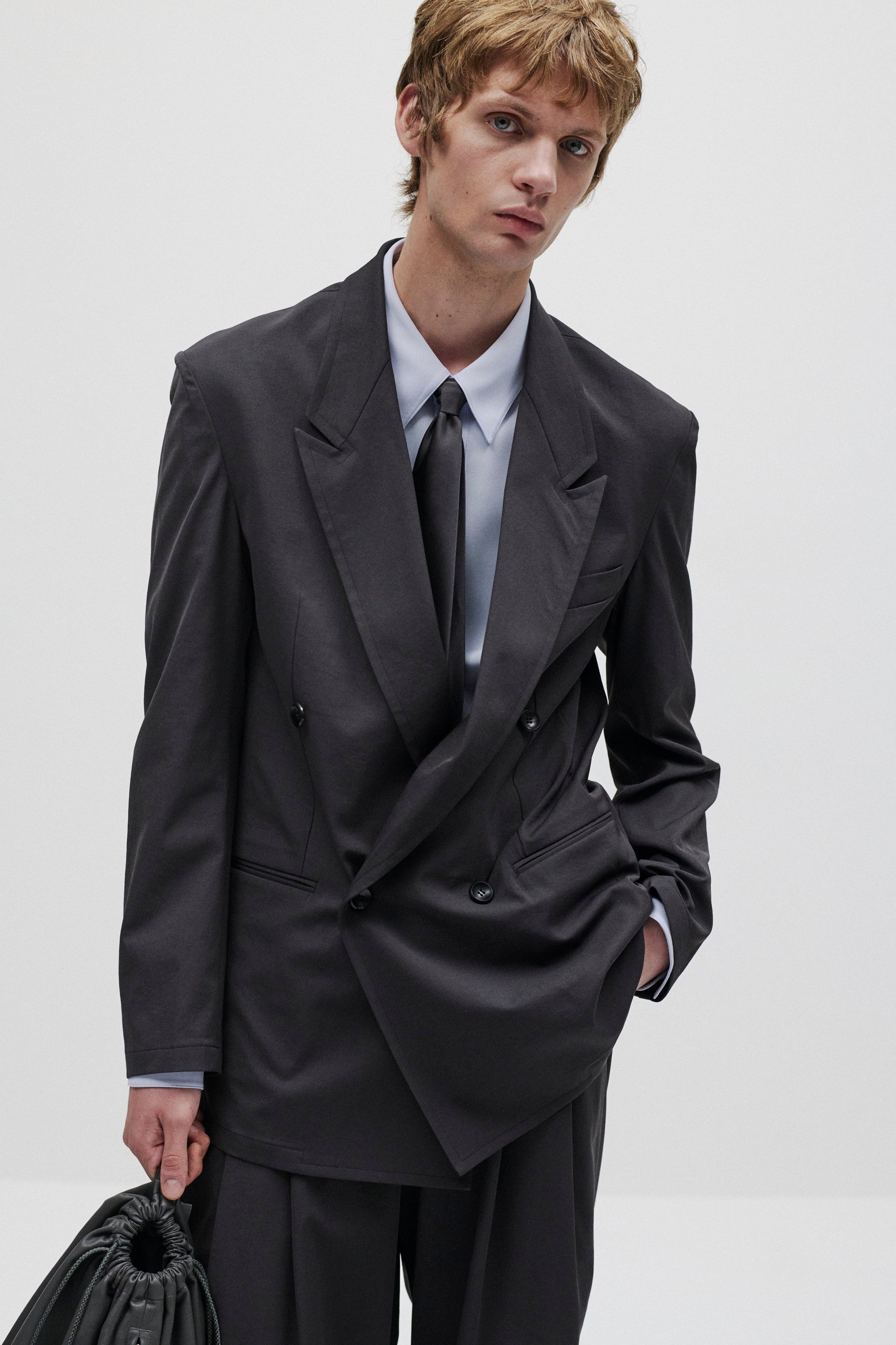 ポリエステル/コットン/リネンドライツイル ダブルブレステッドジャケット