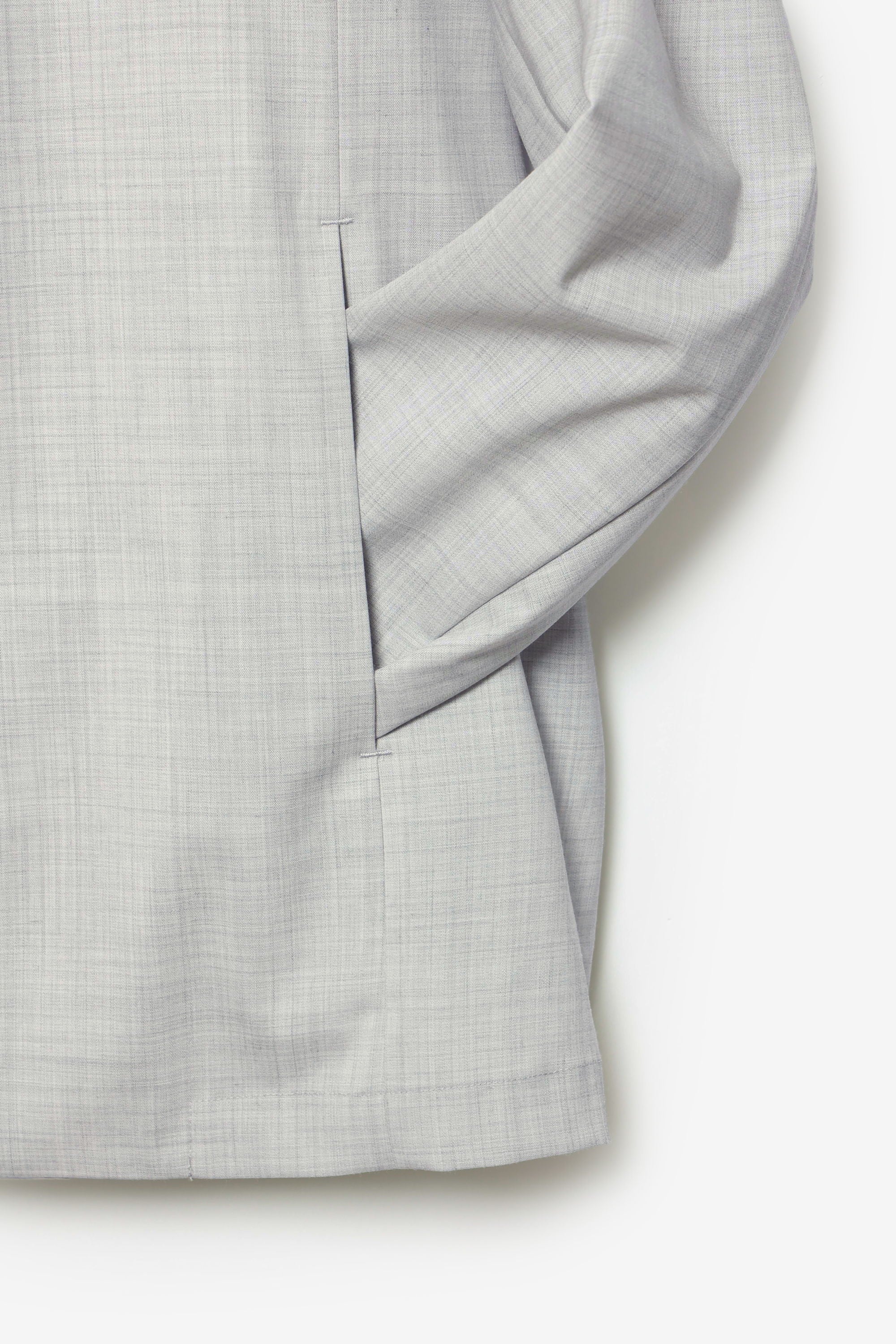 ウール/トリアセテート ストレッチトロ カラーレスジャケット