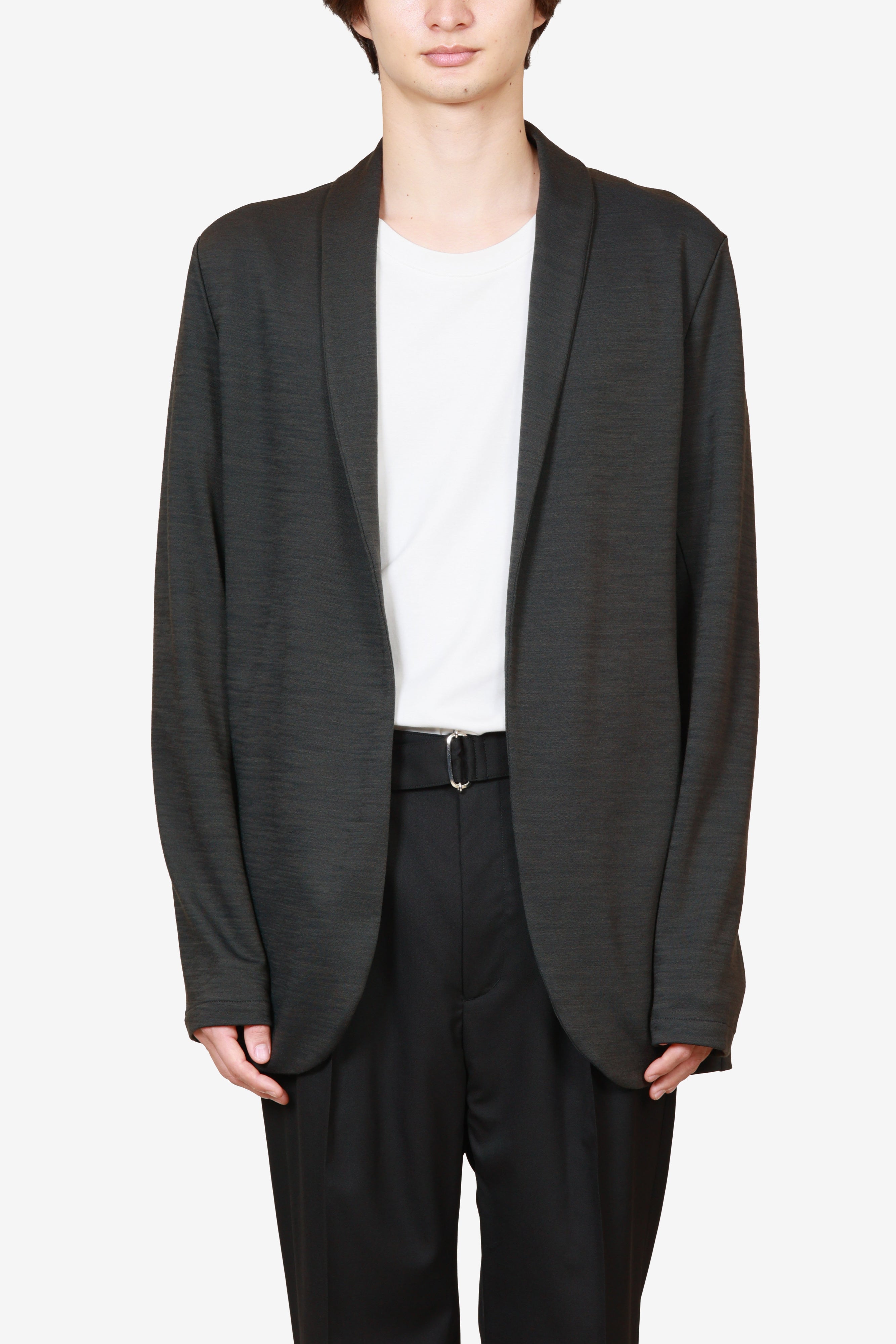 限定商品 AJ52-115 ウール/ナイロンスムース ストールカラージャケット