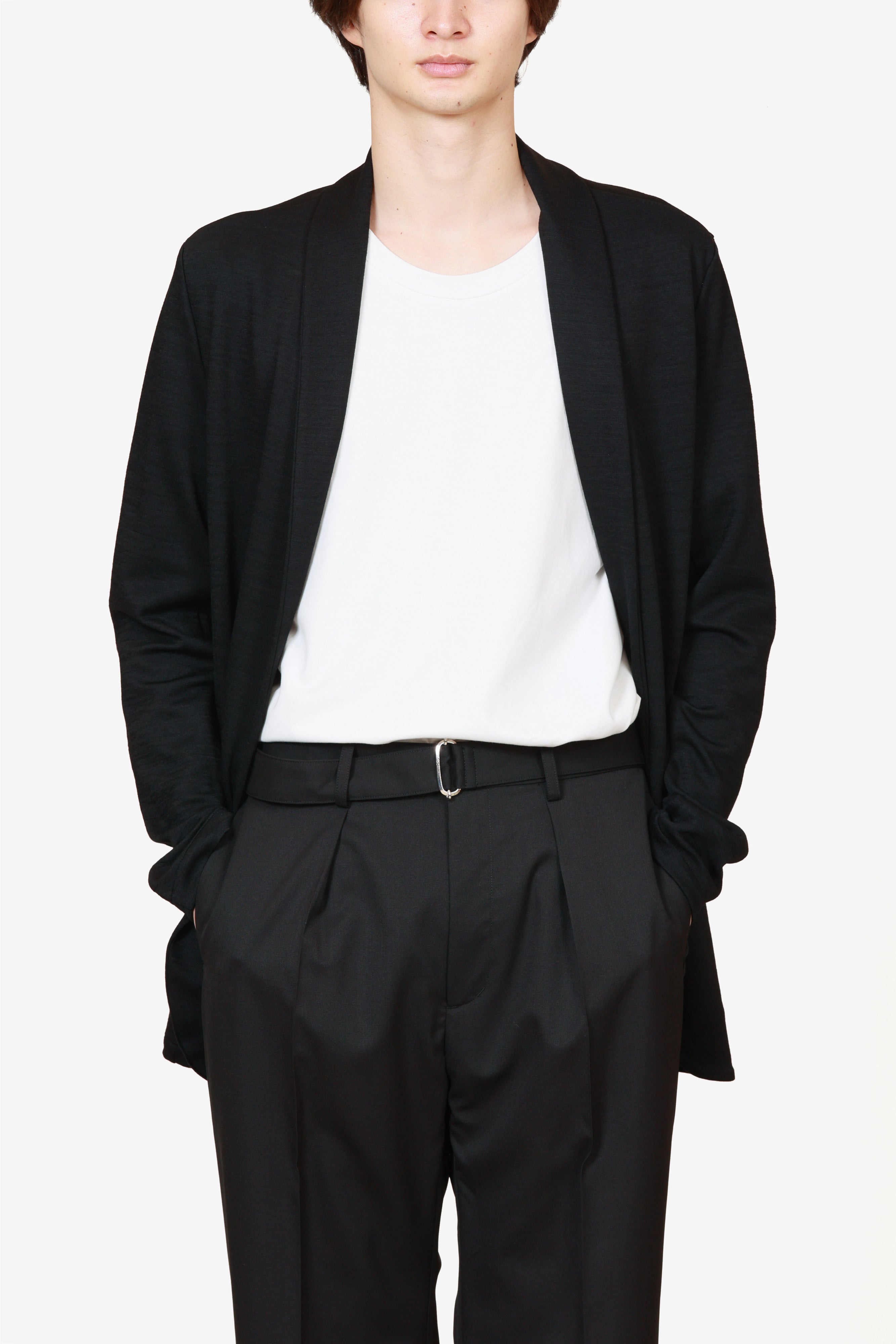 限定商品 AJ52-115 ウール/ナイロンスムース ストールカラージャケット