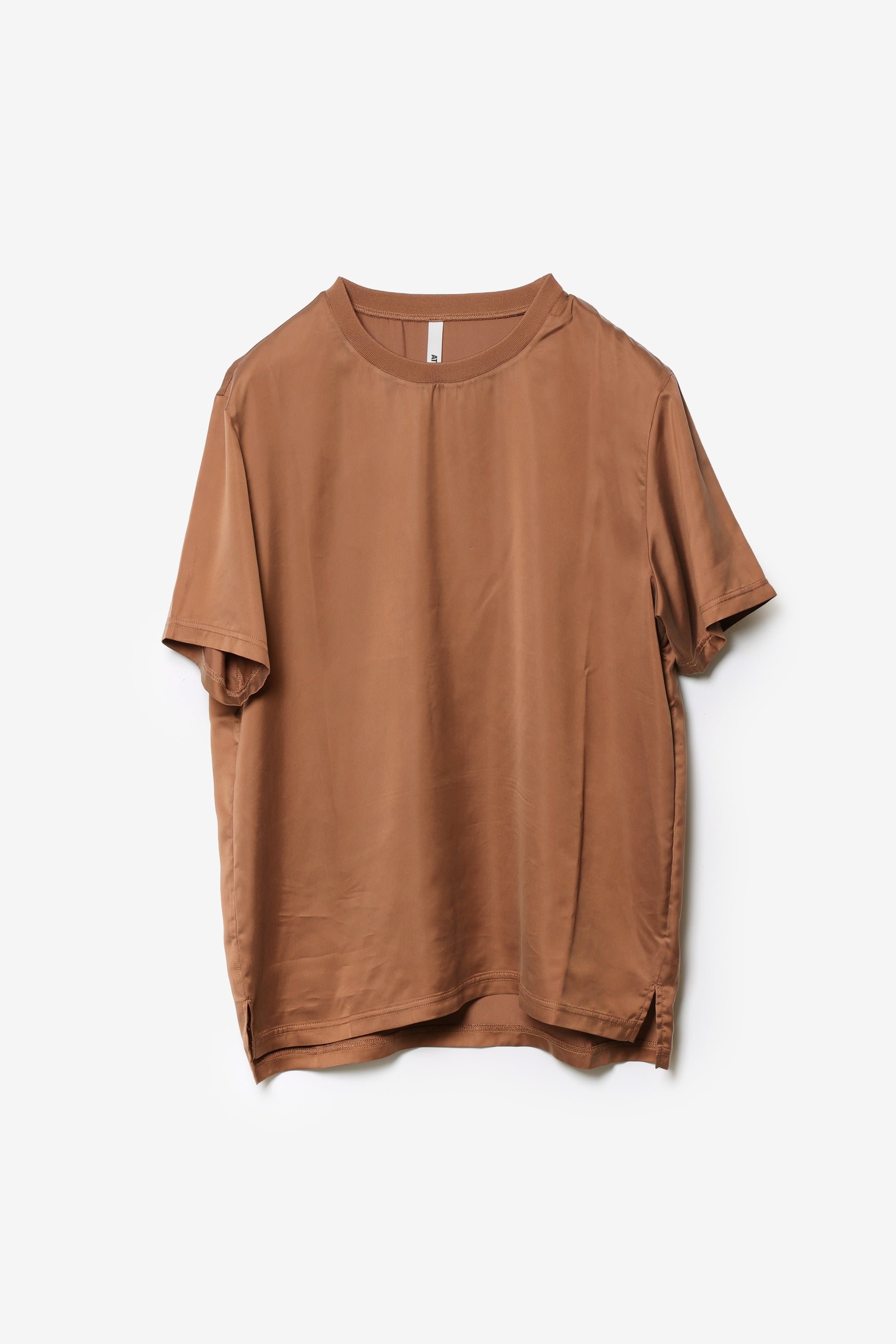 キュプラ/ポリエステル フィブリルサテン S/S Tシャツ