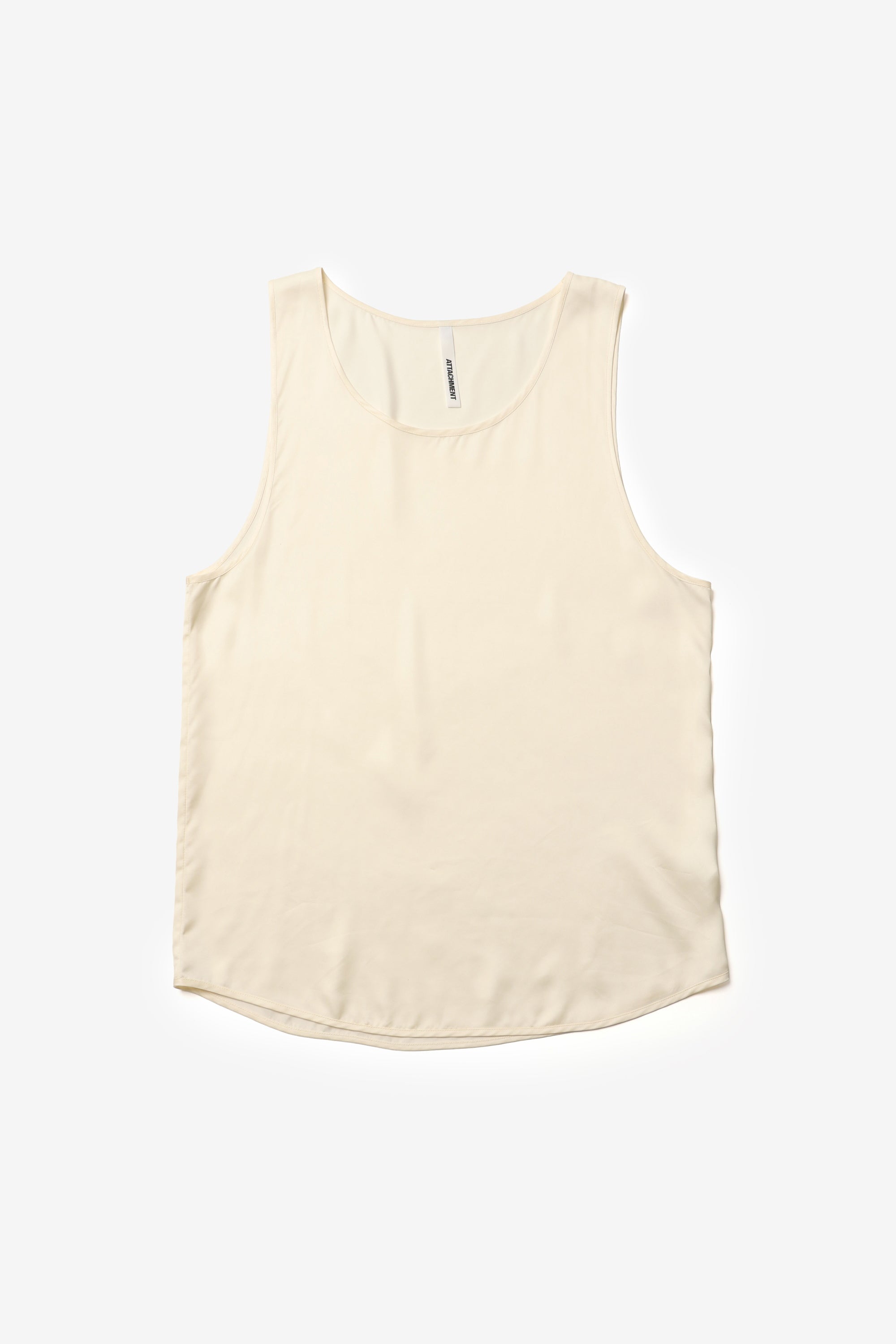 キュプラ/ポリエステル フィブリルサテン ワイドタンクトップ