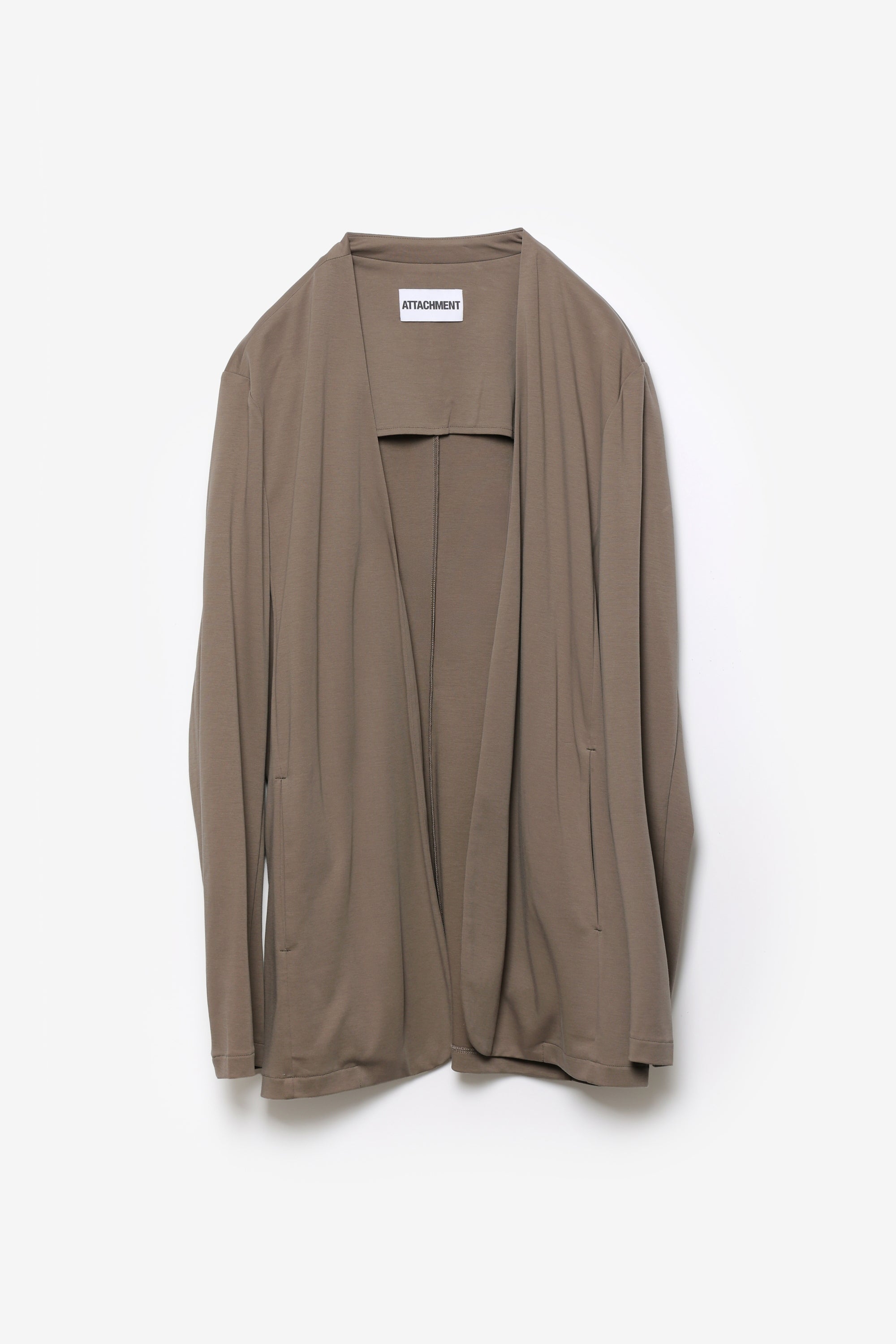 コットンダブルフェイス ノーカラーカーディガン