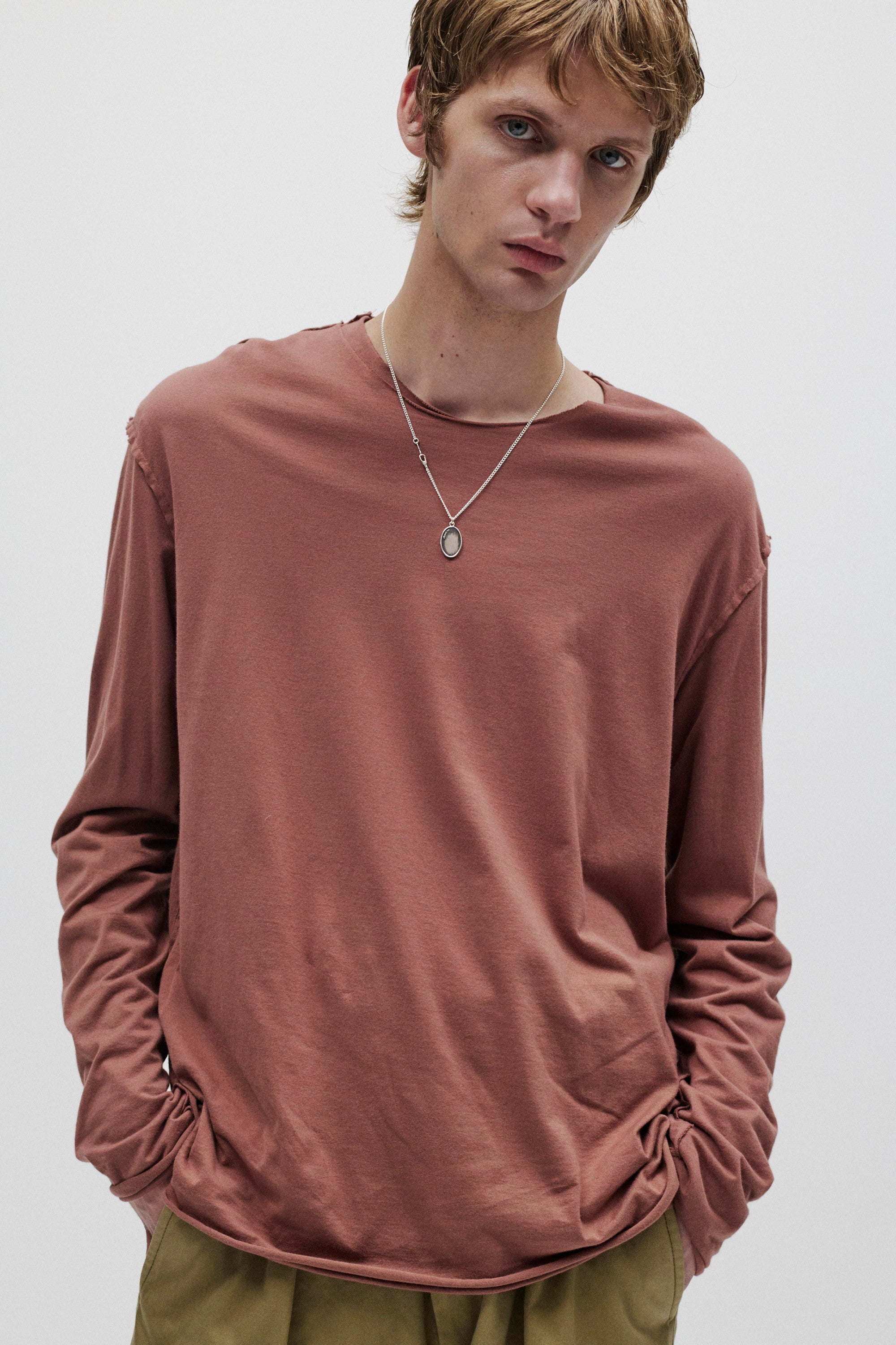 ピマコットンジャージー スリムフィットレイヤードL/S Tシャツ