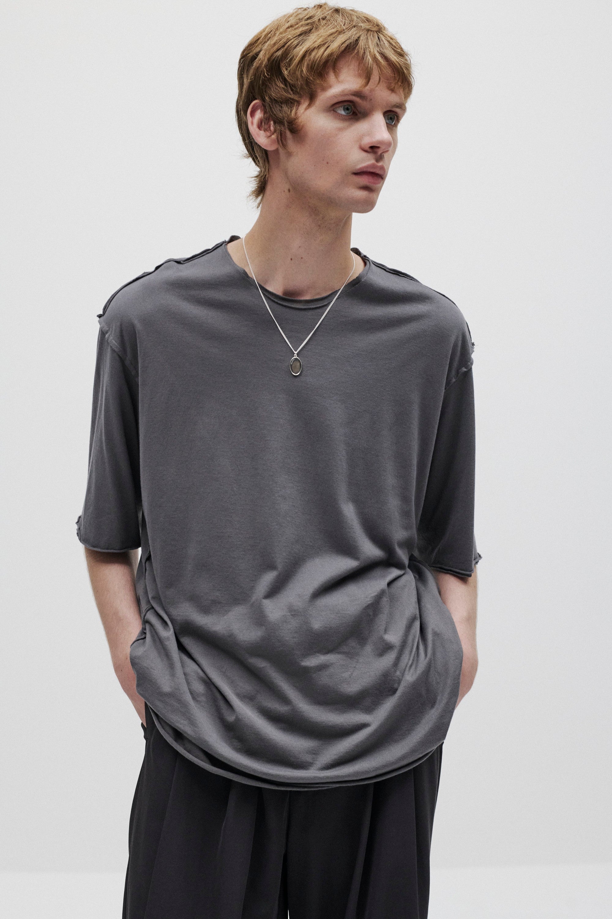 ピマコットンジャージー オーバーサイズレイヤードS/S Tシャツ〔AJ61-074〕