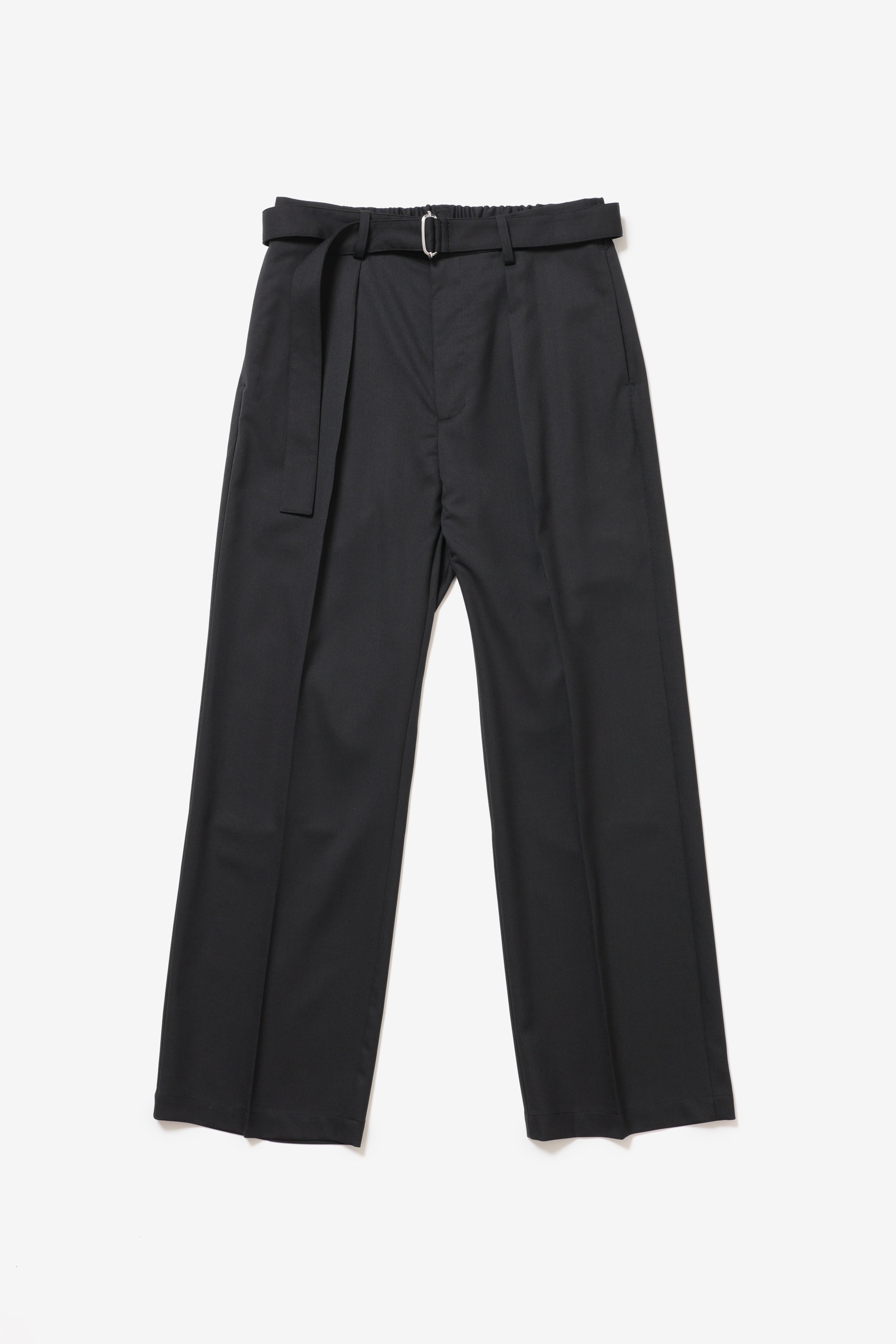 限定商品 AP52-121 ウール/ポリエステルストレッチギャバジン ベルト付きワイドパンツ