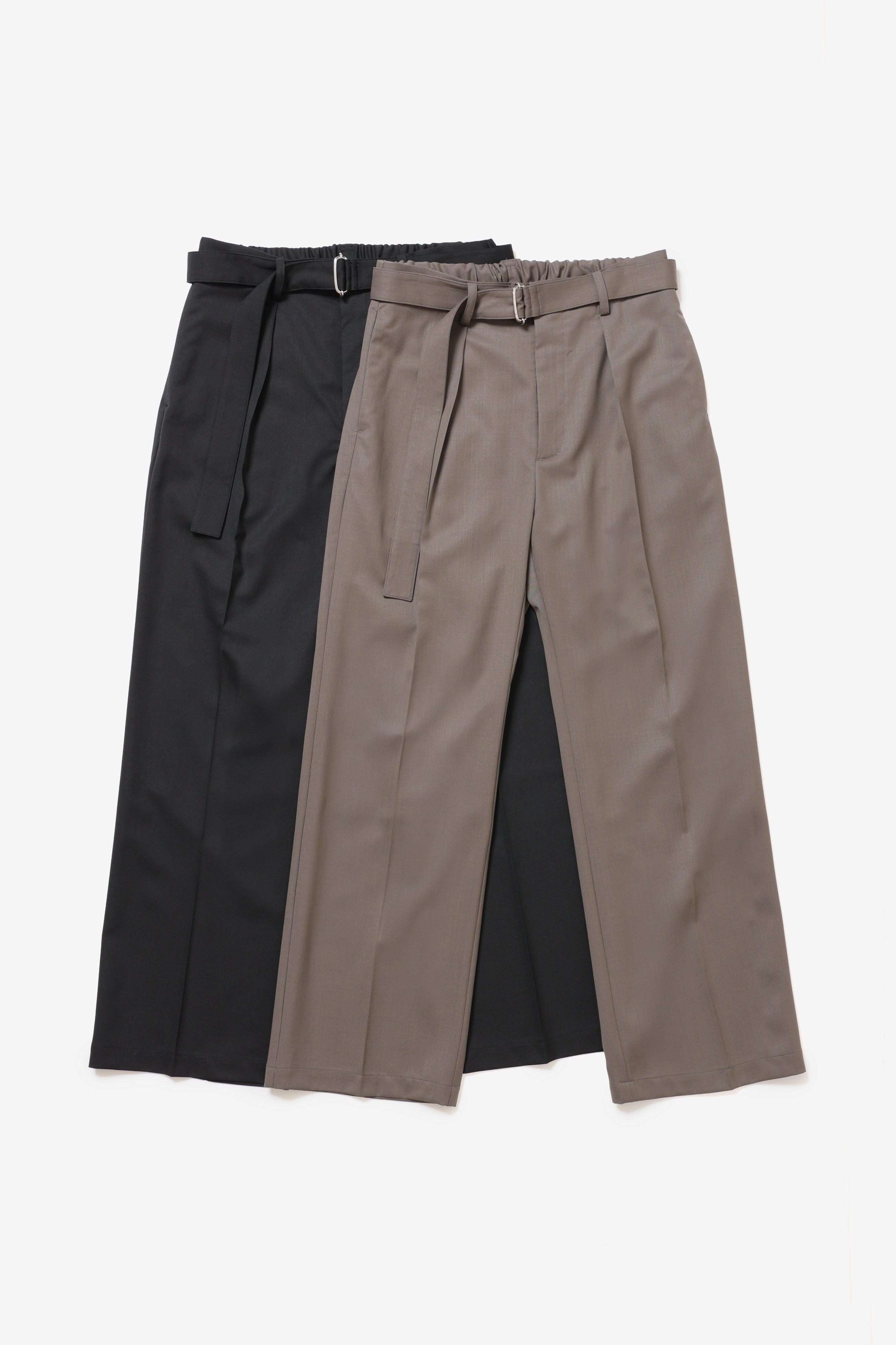 限定商品 AP52-121 ウール/ポリエステルストレッチギャバジン ベルト付きワイドパンツ