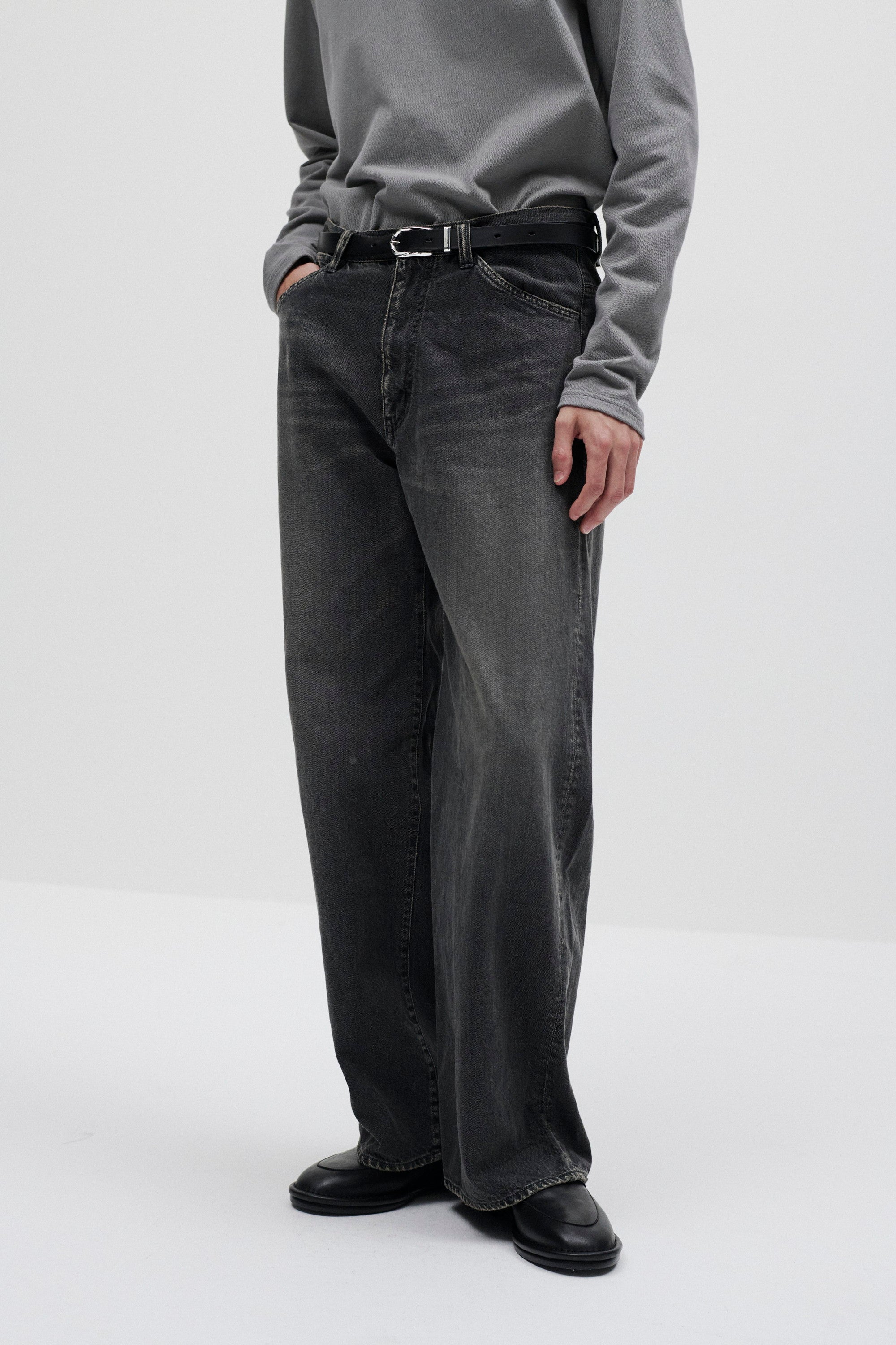 11オンスデニム ワイドジーンズ