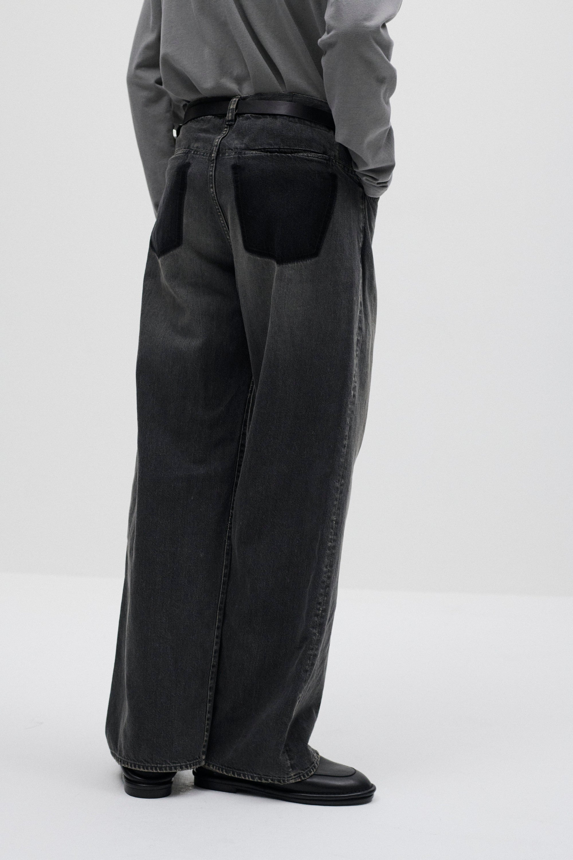 11オンスデニム ワイドジーンズ