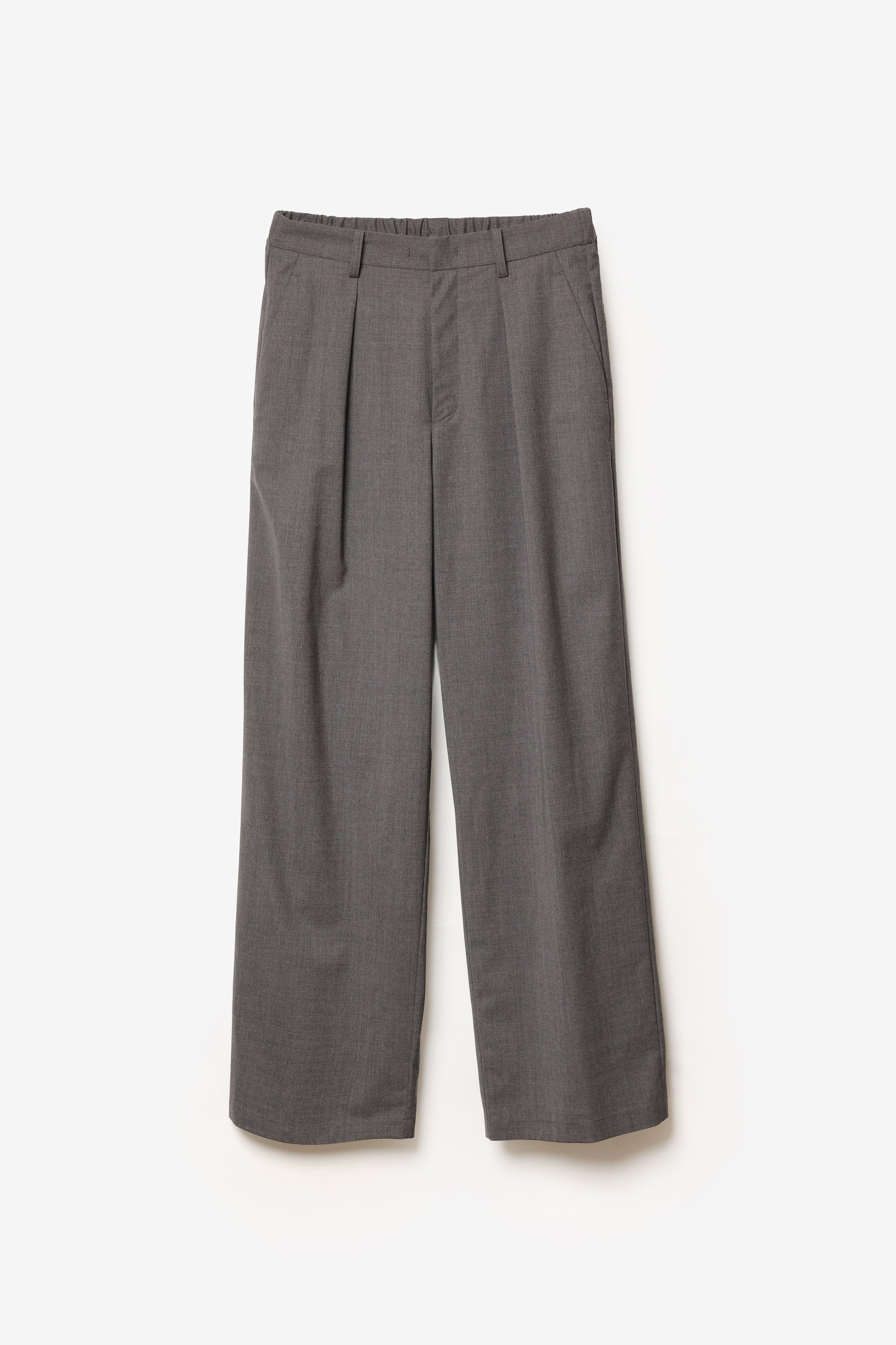 ウール/トリアセテート ストレッチトロ 1タックワイドパンツ