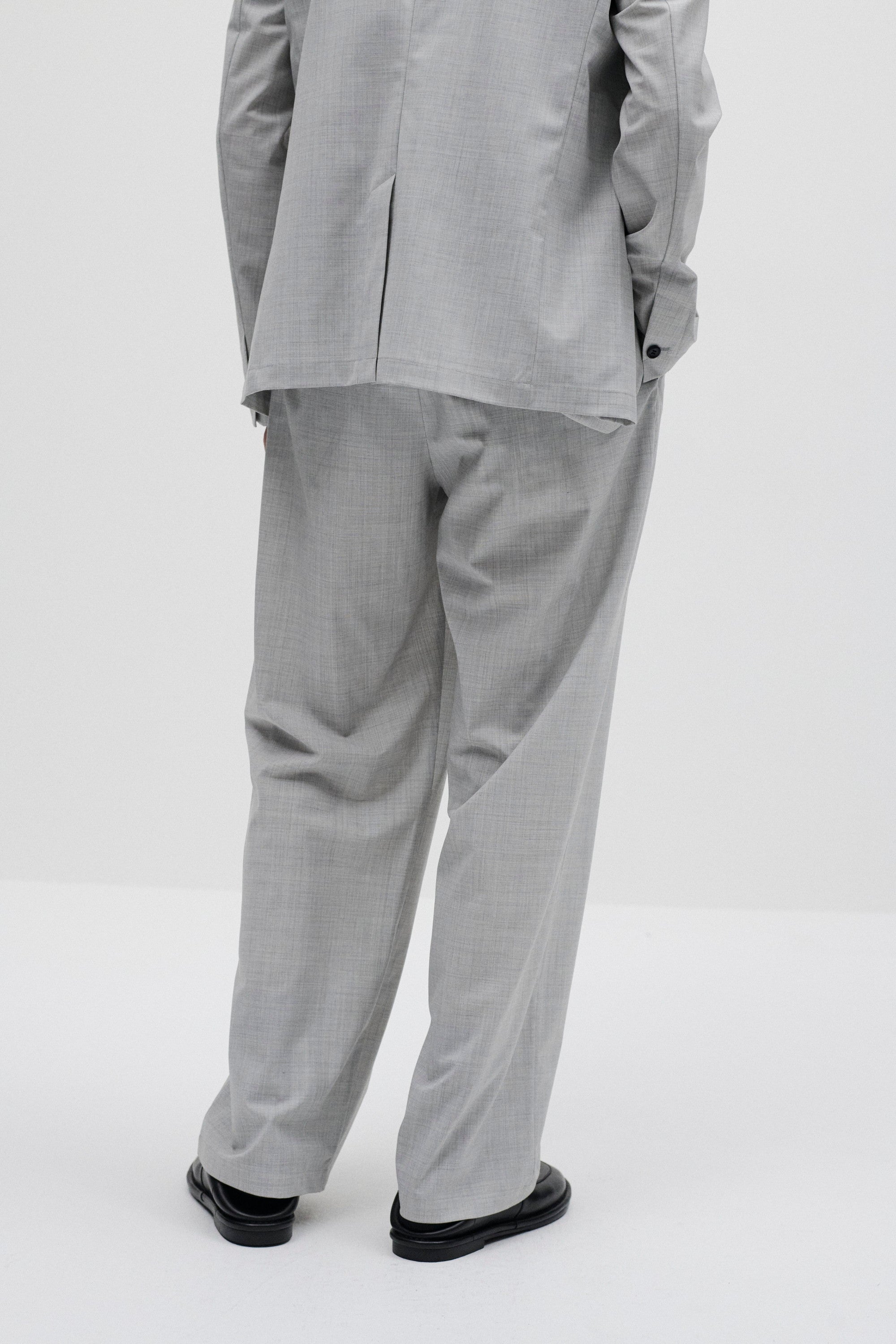 ウール/トリアセテート ストレッチトロ 1タックワイドパンツ