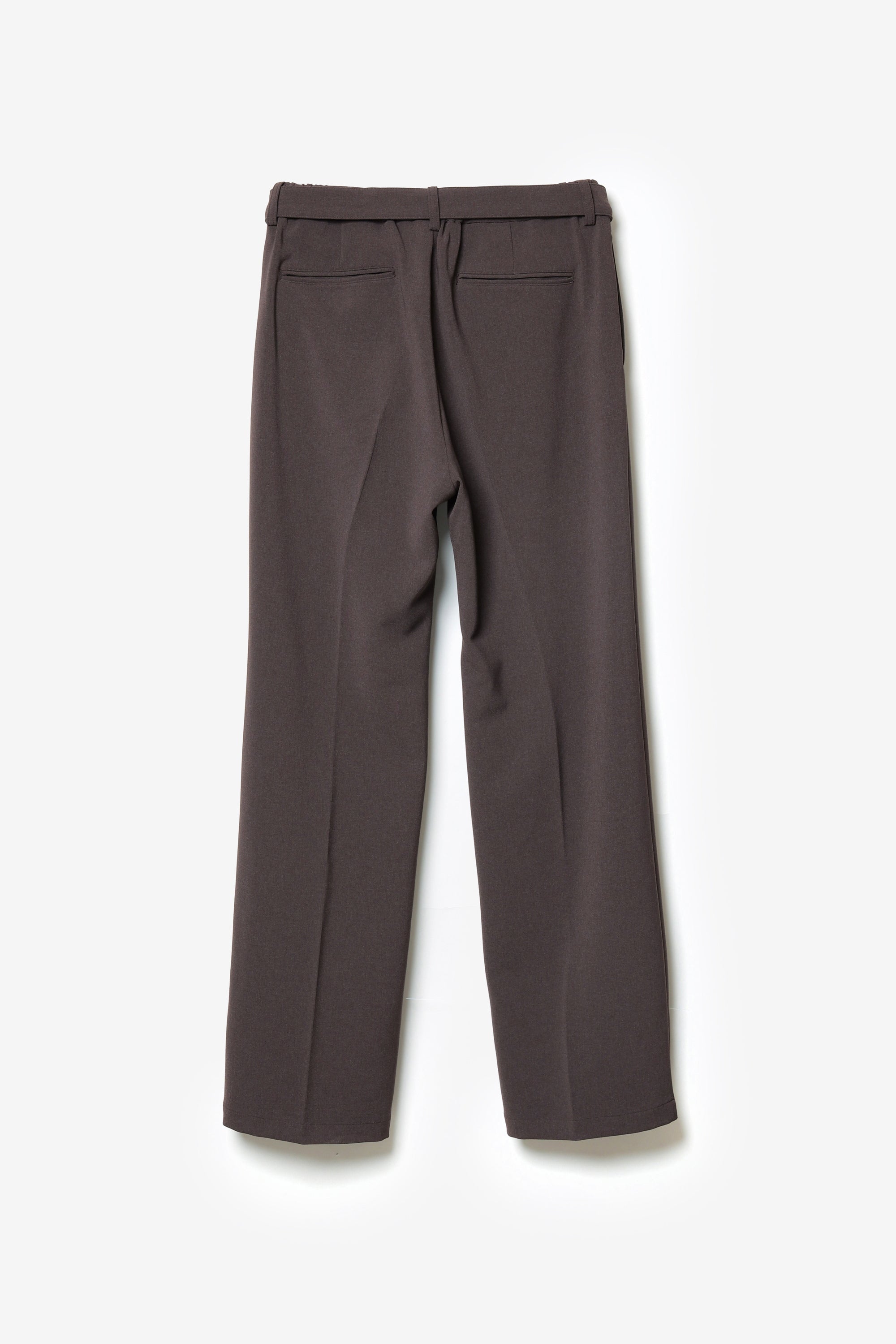 ポリエステルストレッチダブルクロス ベルト付きストレートパンツ