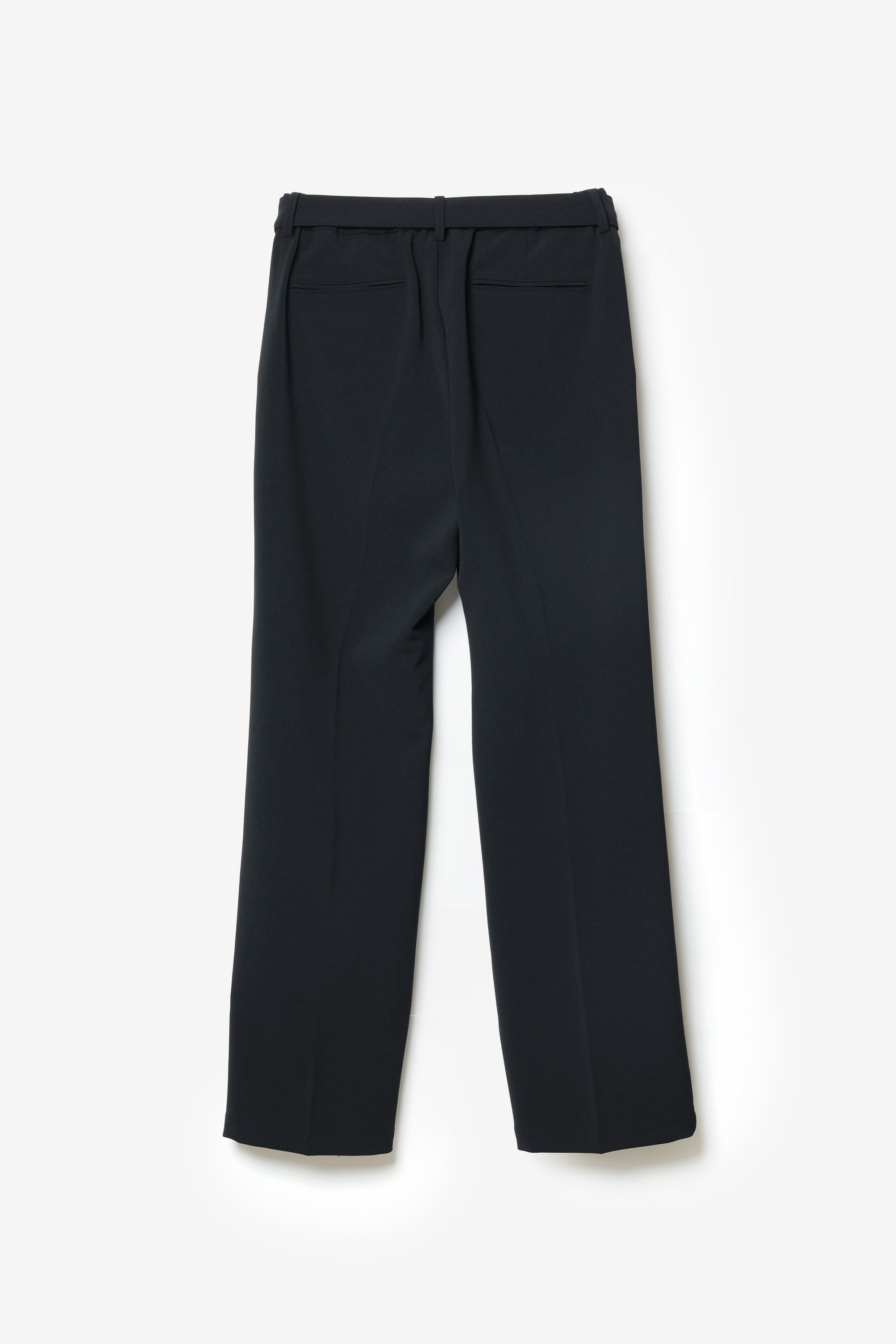 ポリエステルストレッチダブルクロス ベルト付きストレートパンツ