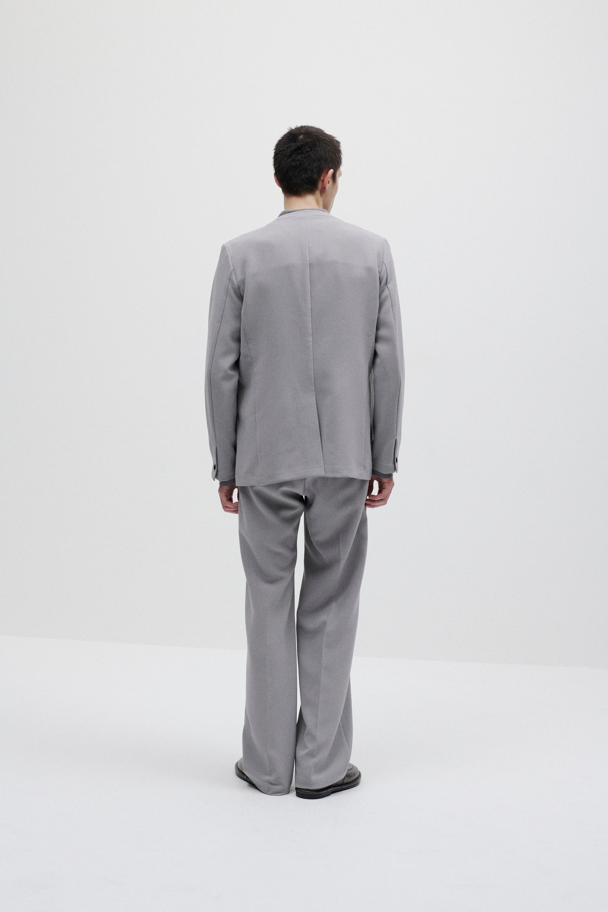 ポリエステルストレッチダブルクロス ベルト付きストレートパンツ