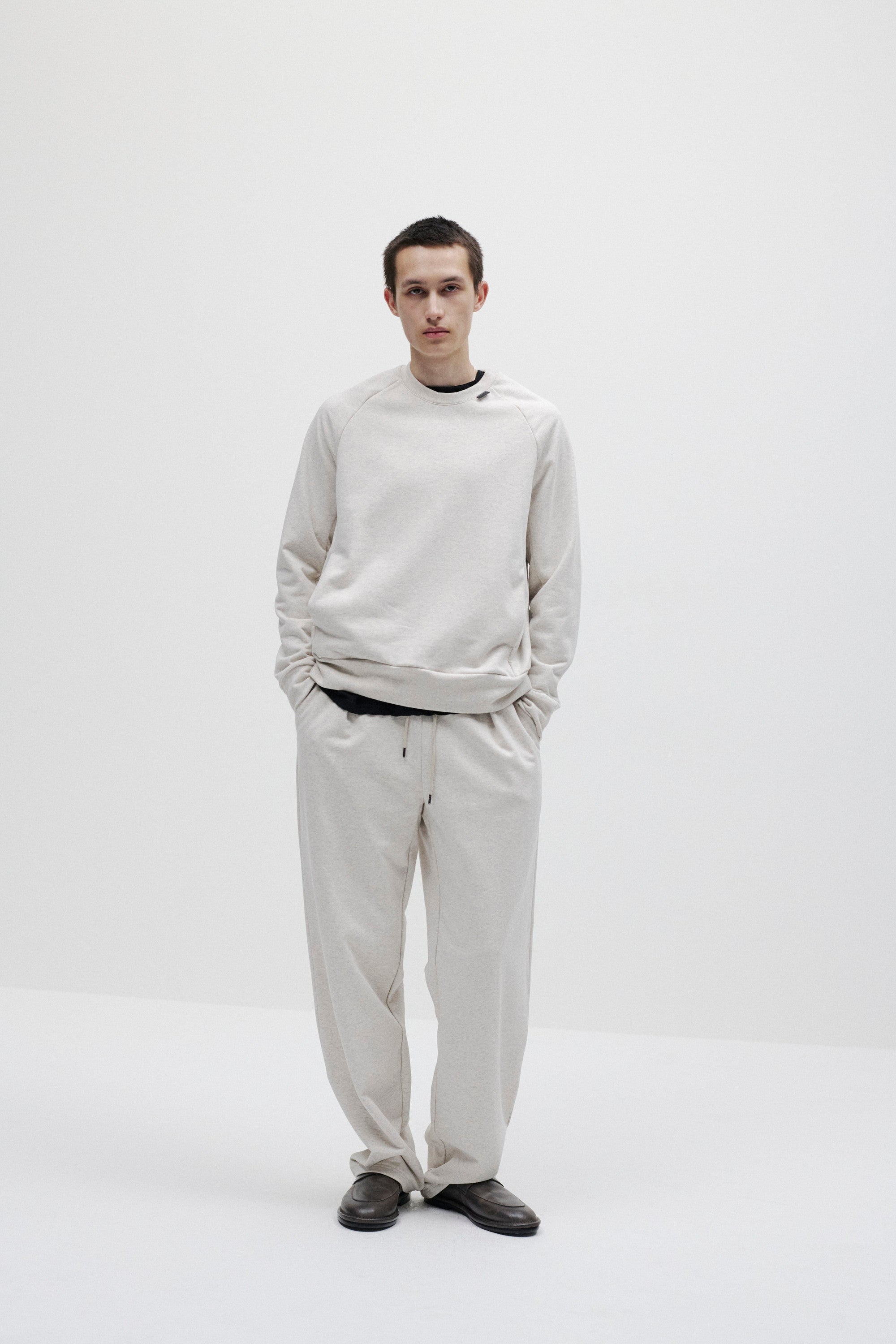 コットンストレッチテリー 1タックイージーパンツ