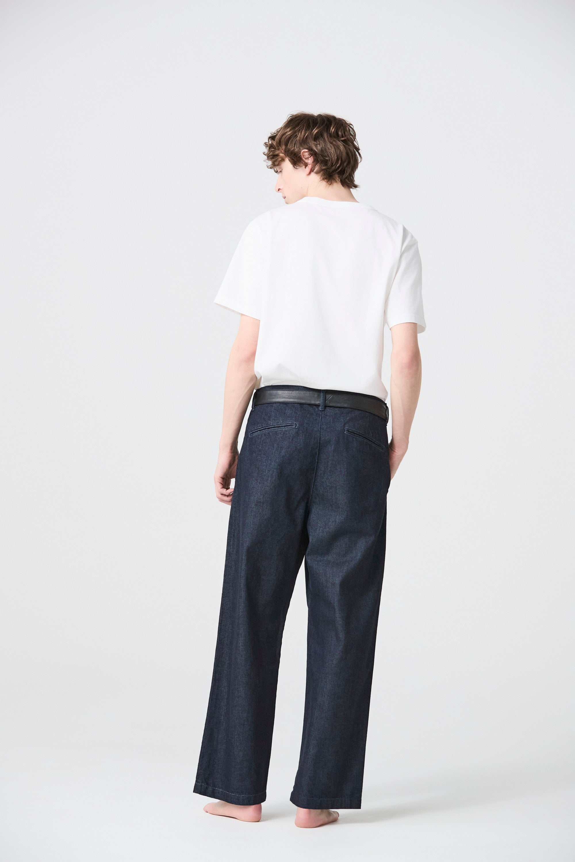 ATTACHMENT × JAPAN DENIM LEATHER BELTED ONEWASH PANTS