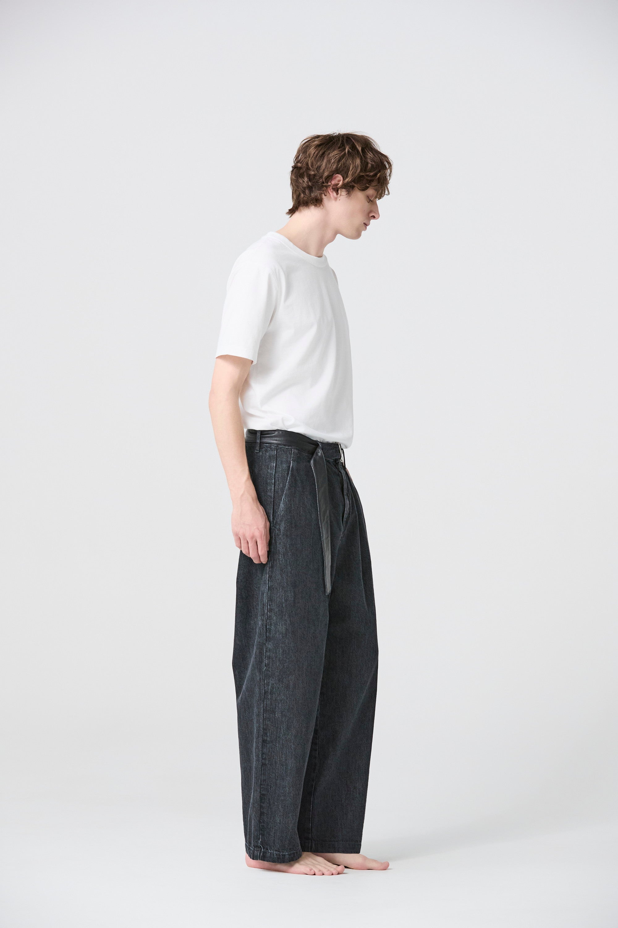 ATTACHMENT × JAPAN DENIM LEATHER BELTED VINTAGE PANTS