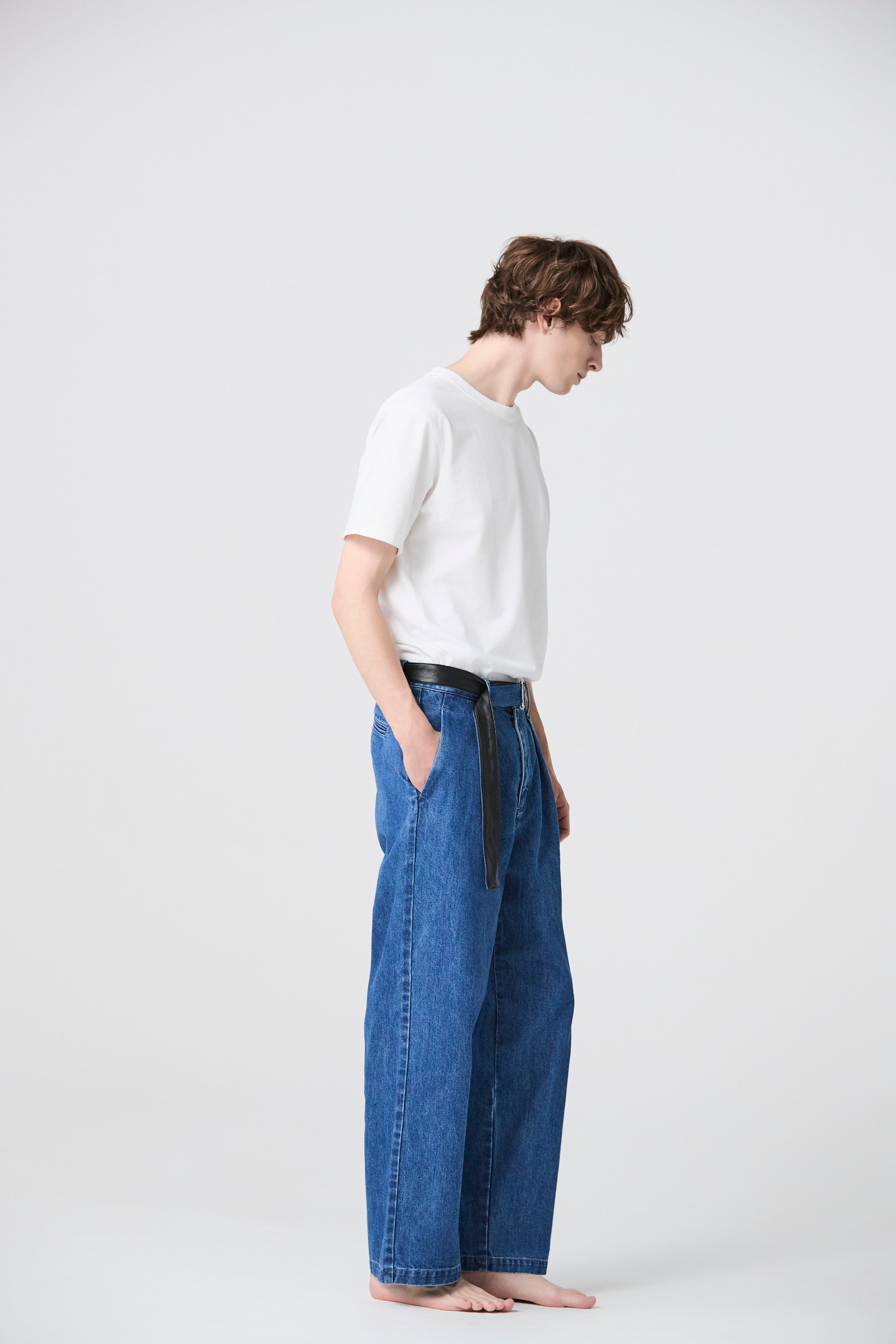 ATTACHMENT × JAPAN DENIM LEATHER BELTED VINTAGE PANTS