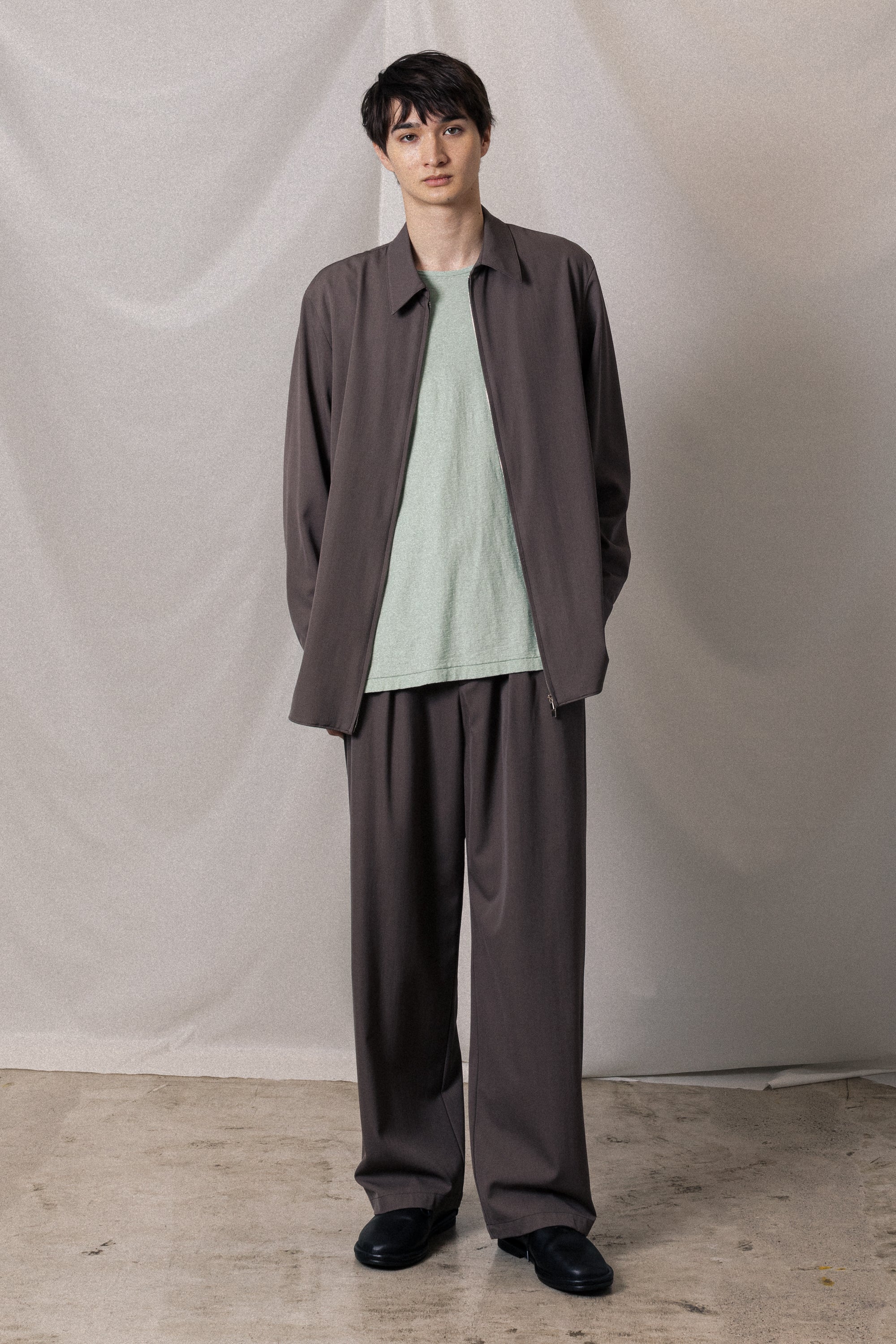 AS52-013 ハイツイストウールギャバジン ジップL/Sシャツ