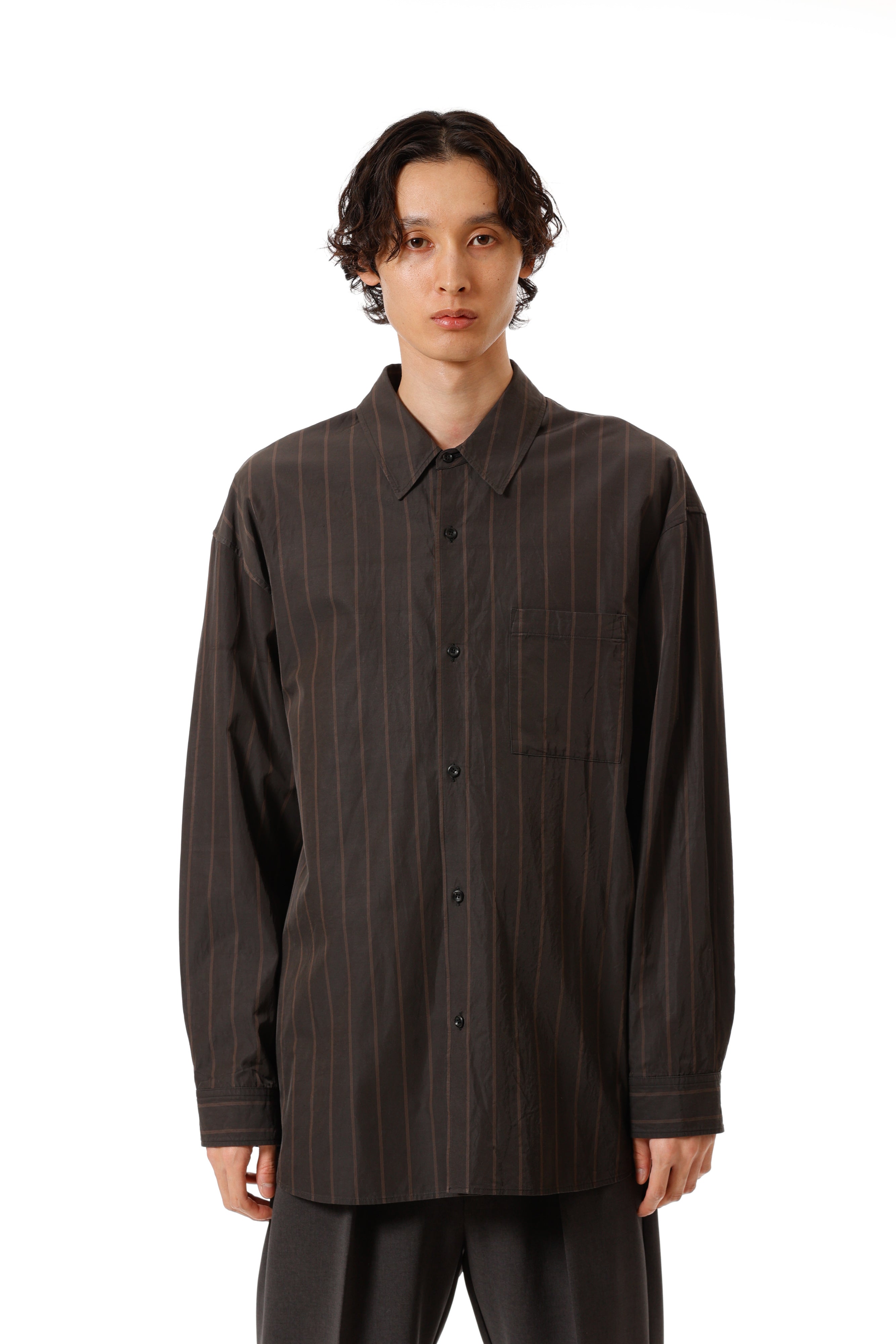 AS52-017 キュプラ/コットンストライプツイル L/Sシャツ