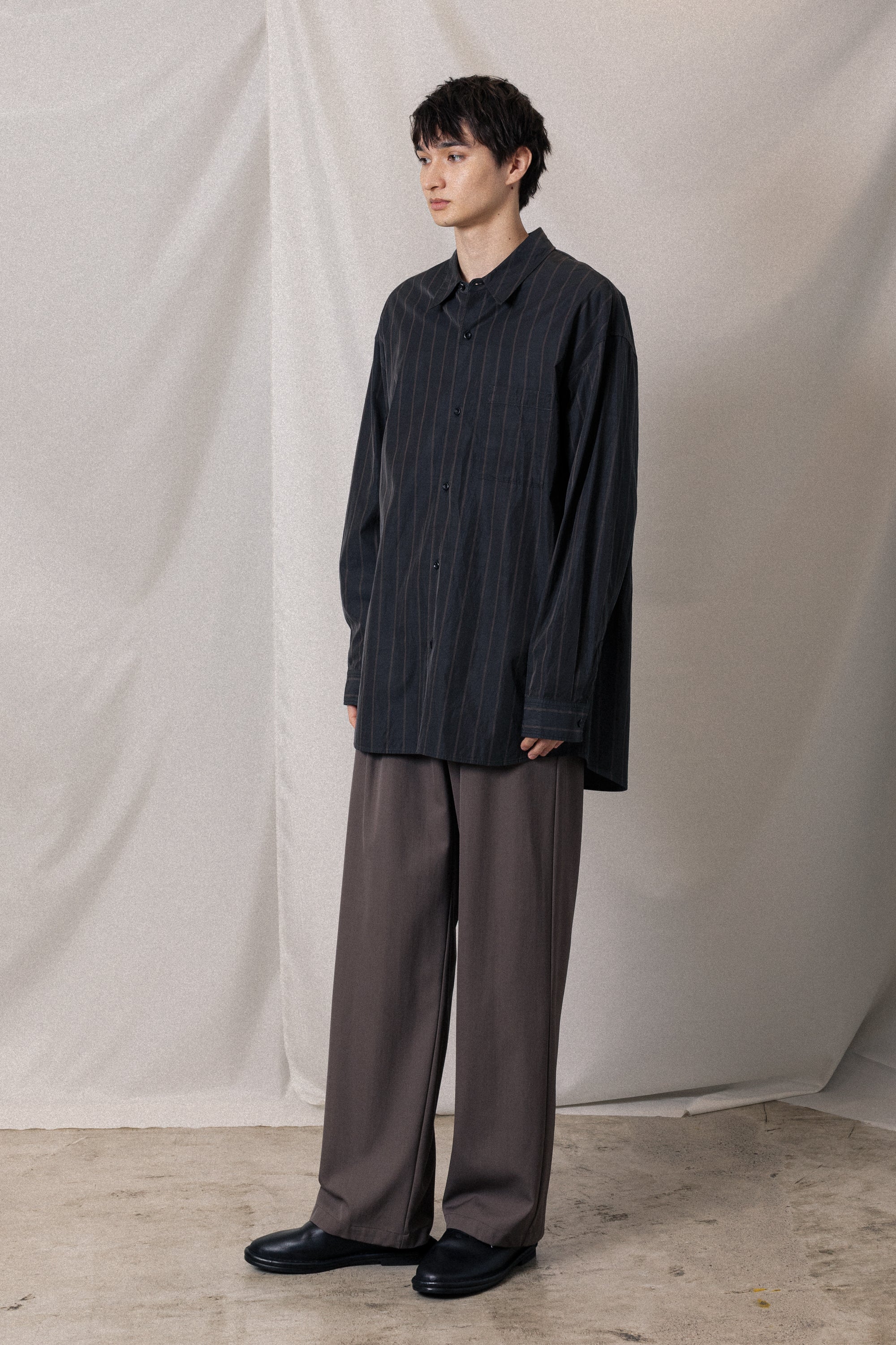 AS52-017 キュプラ/コットンストライプツイル L/Sシャツ