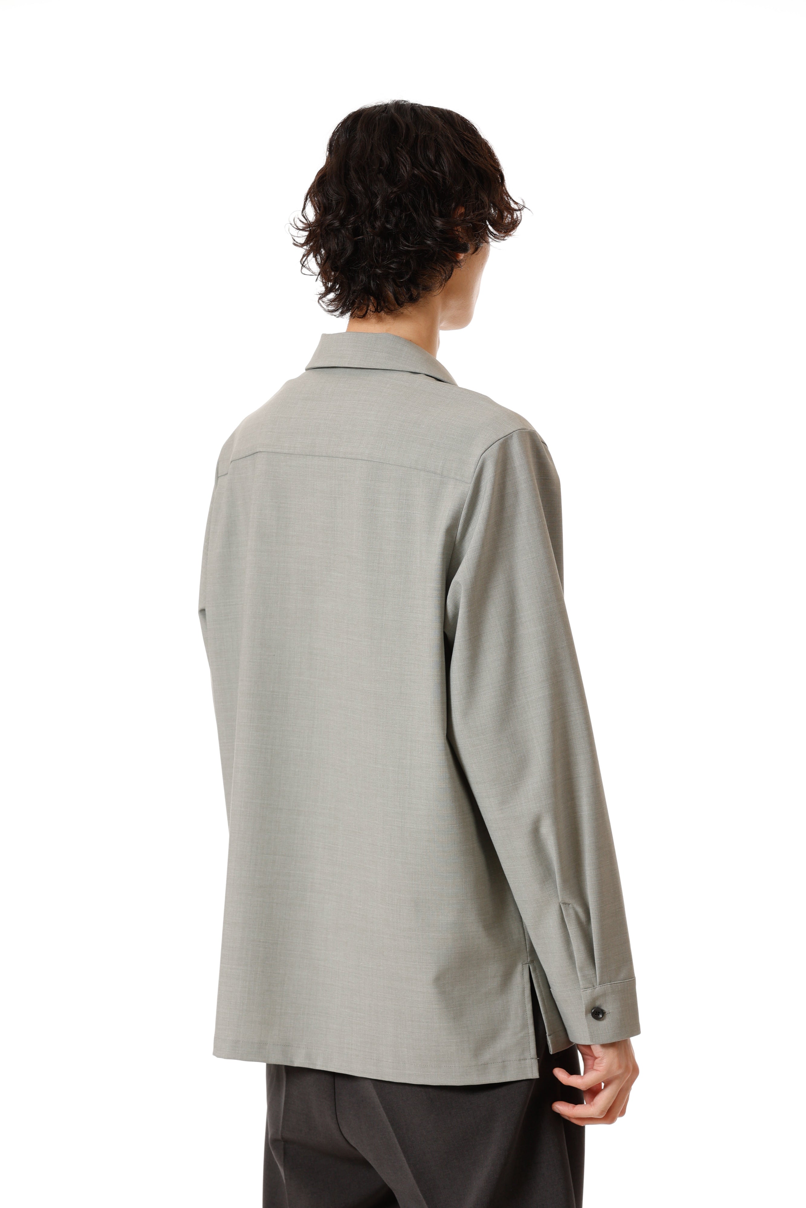 AS52-056 ポリエステル/レーヨンストレッチトロピカル スキッパー L/Sシャツ