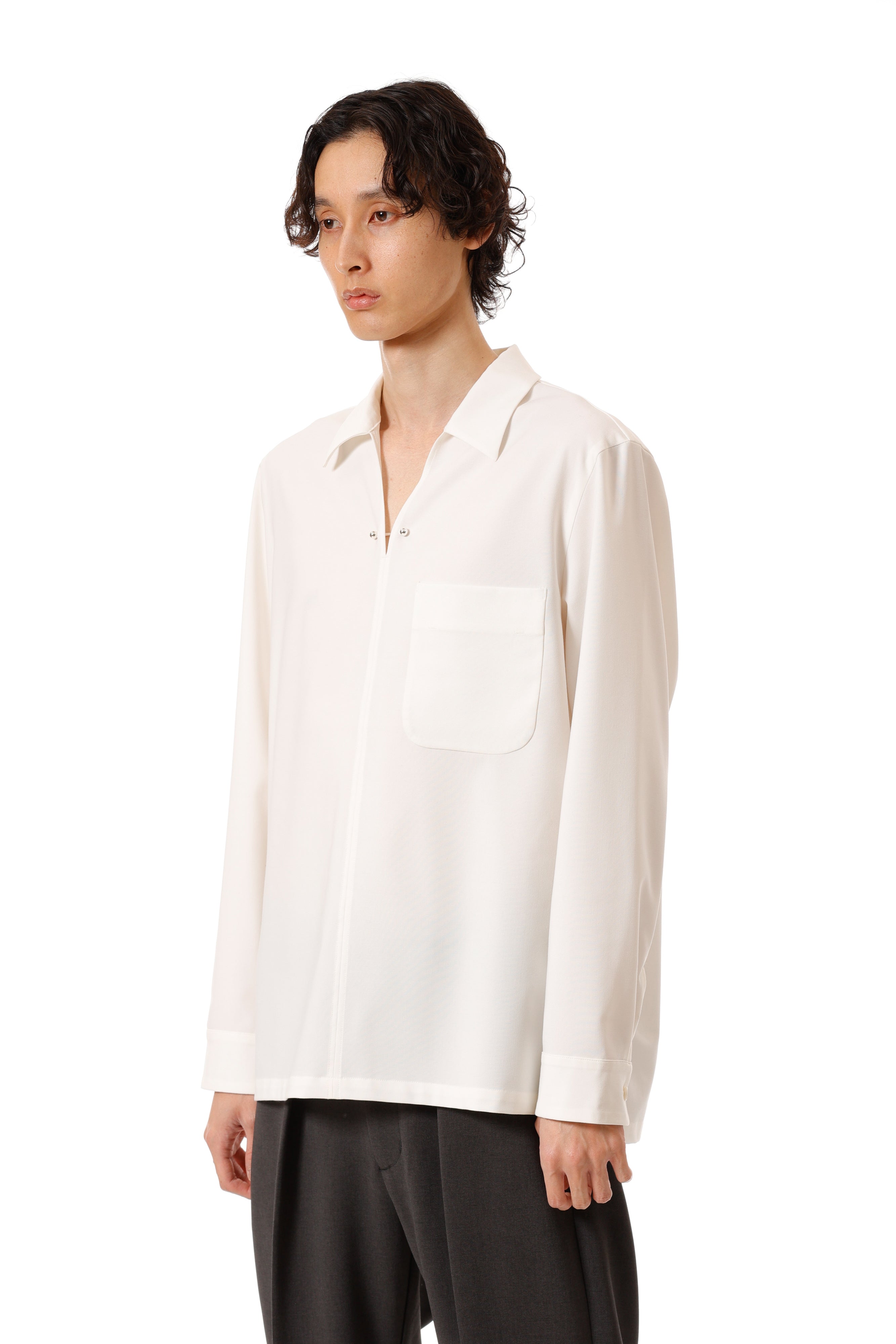 AS52-056 ポリエステル/レーヨンストレッチトロピカル スキッパー L/Sシャツ