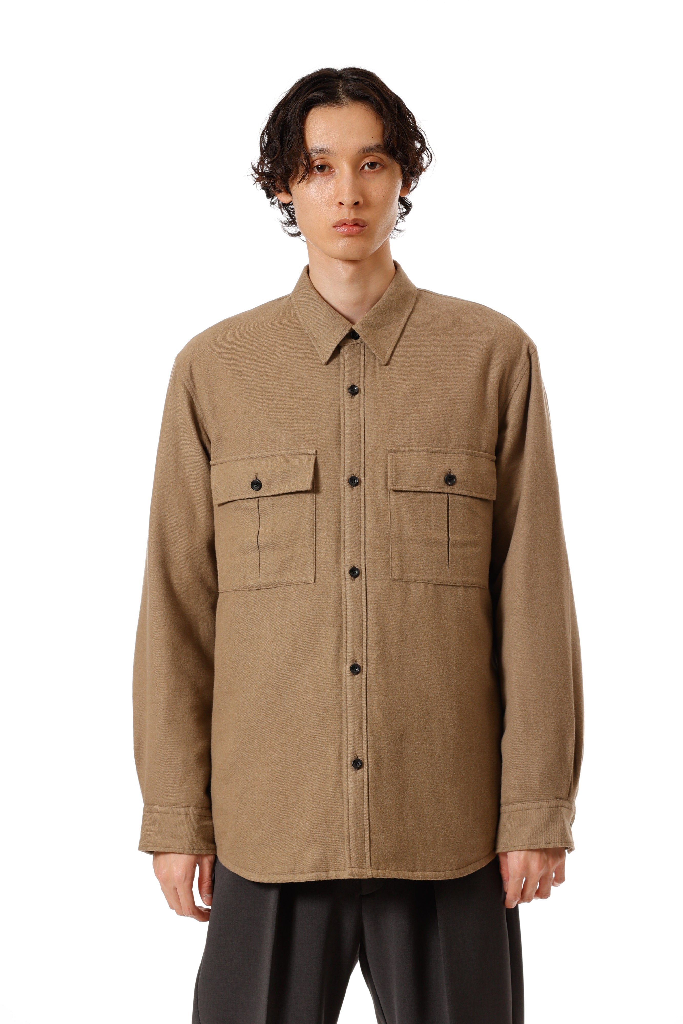 AS52-057 レーヨン/コットン/シルクフランネル パディングL/Sシャツ