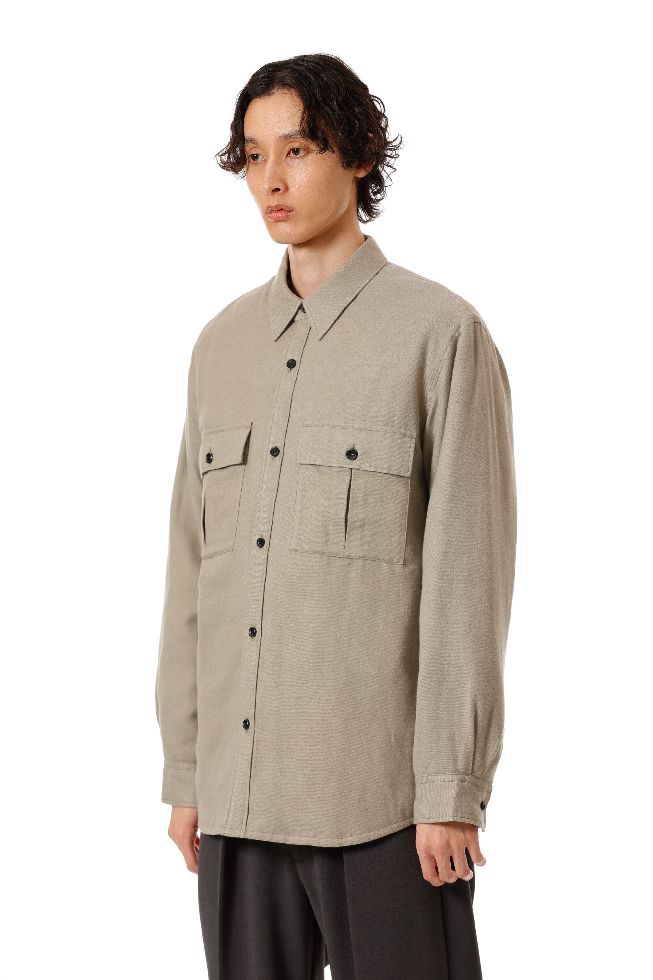 AS52-057 レーヨン/コットン/シルクフランネル パディングL/Sシャツ