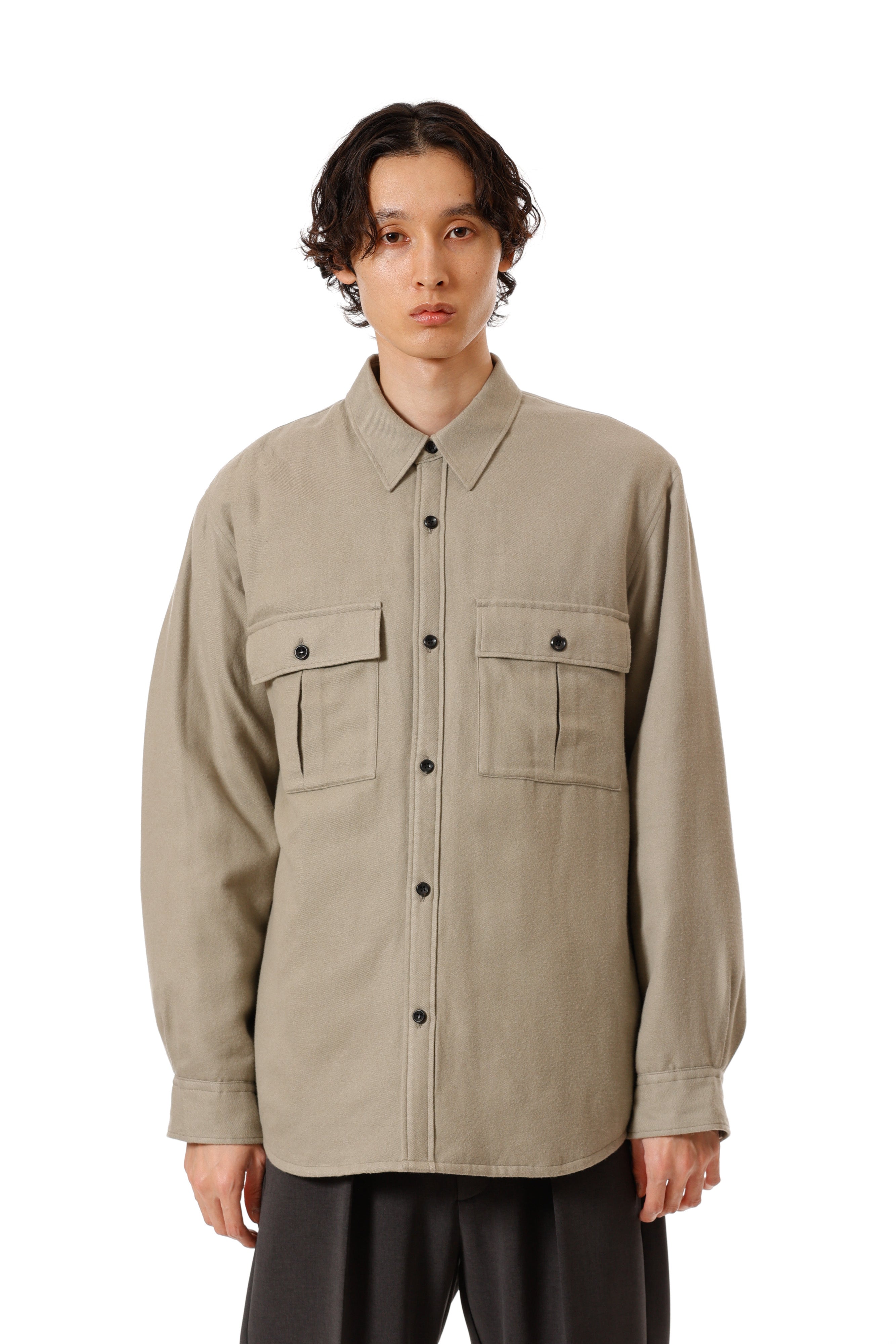 AS52-057 レーヨン/コットン/シルクフランネル パディングL/Sシャツ