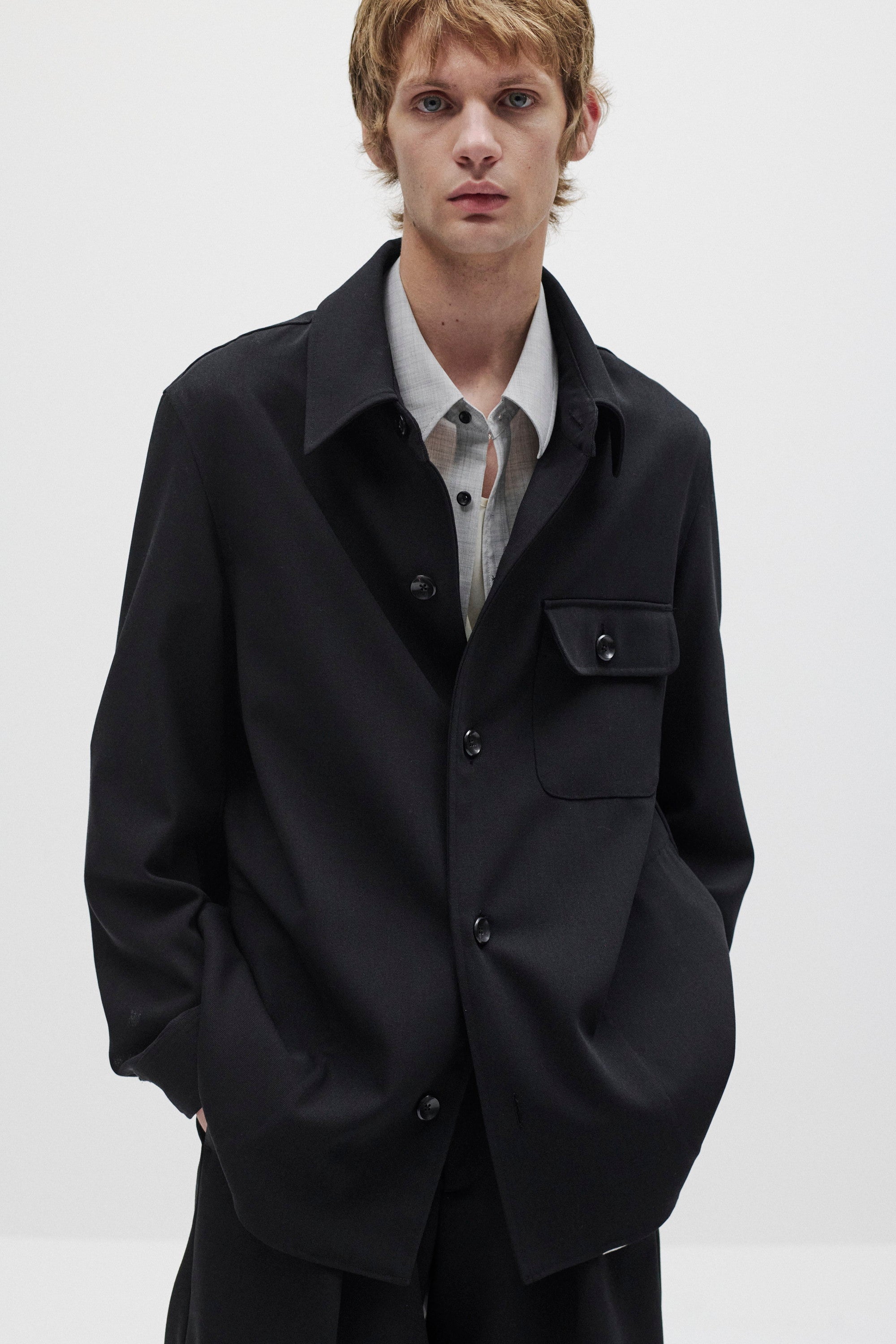 ハイツイストウールギャバジンキャンバス オーバーシャツ