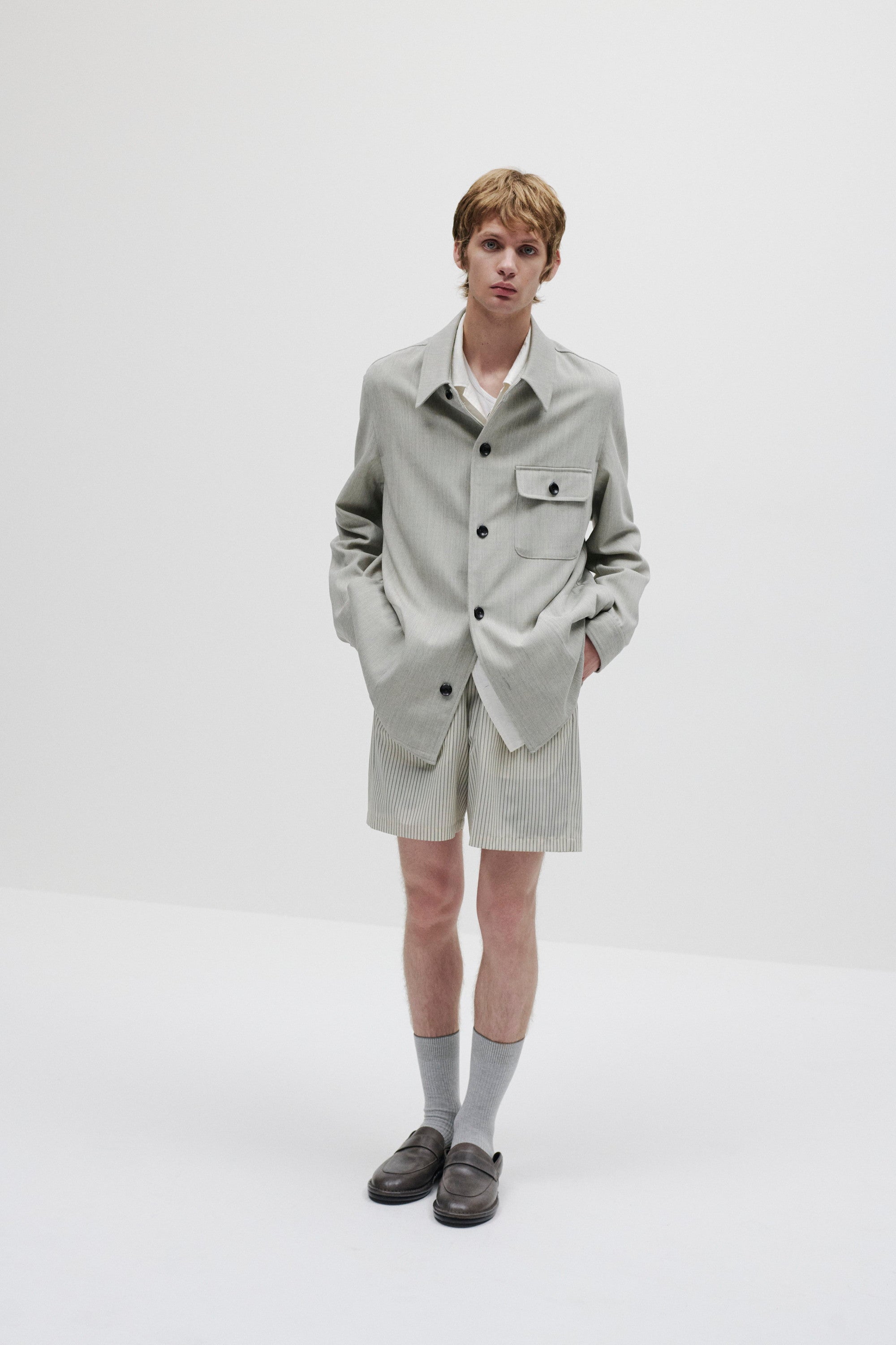 ハイツイストウールギャバジンキャンバス オーバーシャツ