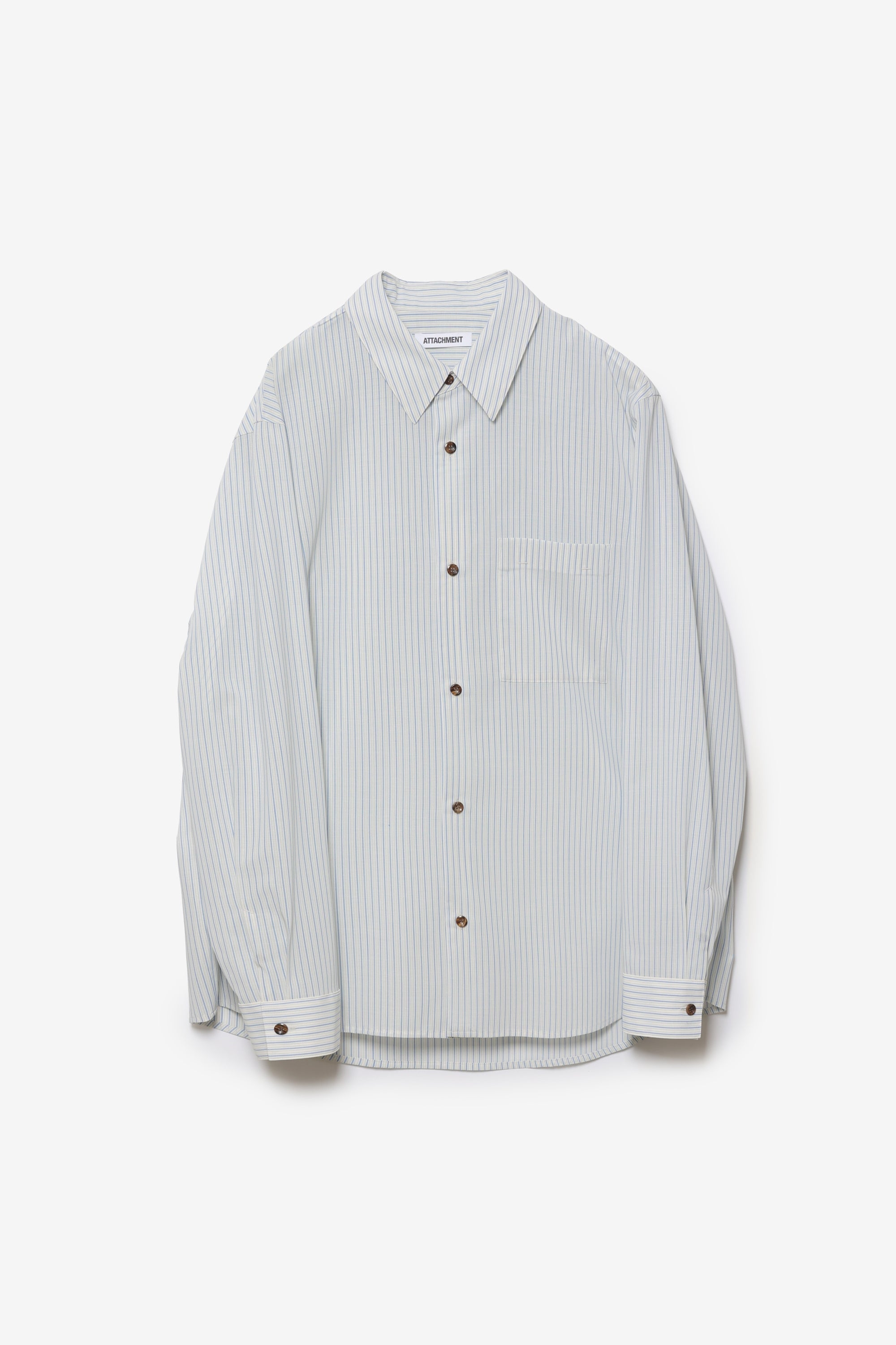 ウール/ポリエステル ストライプ L/Sシャツ