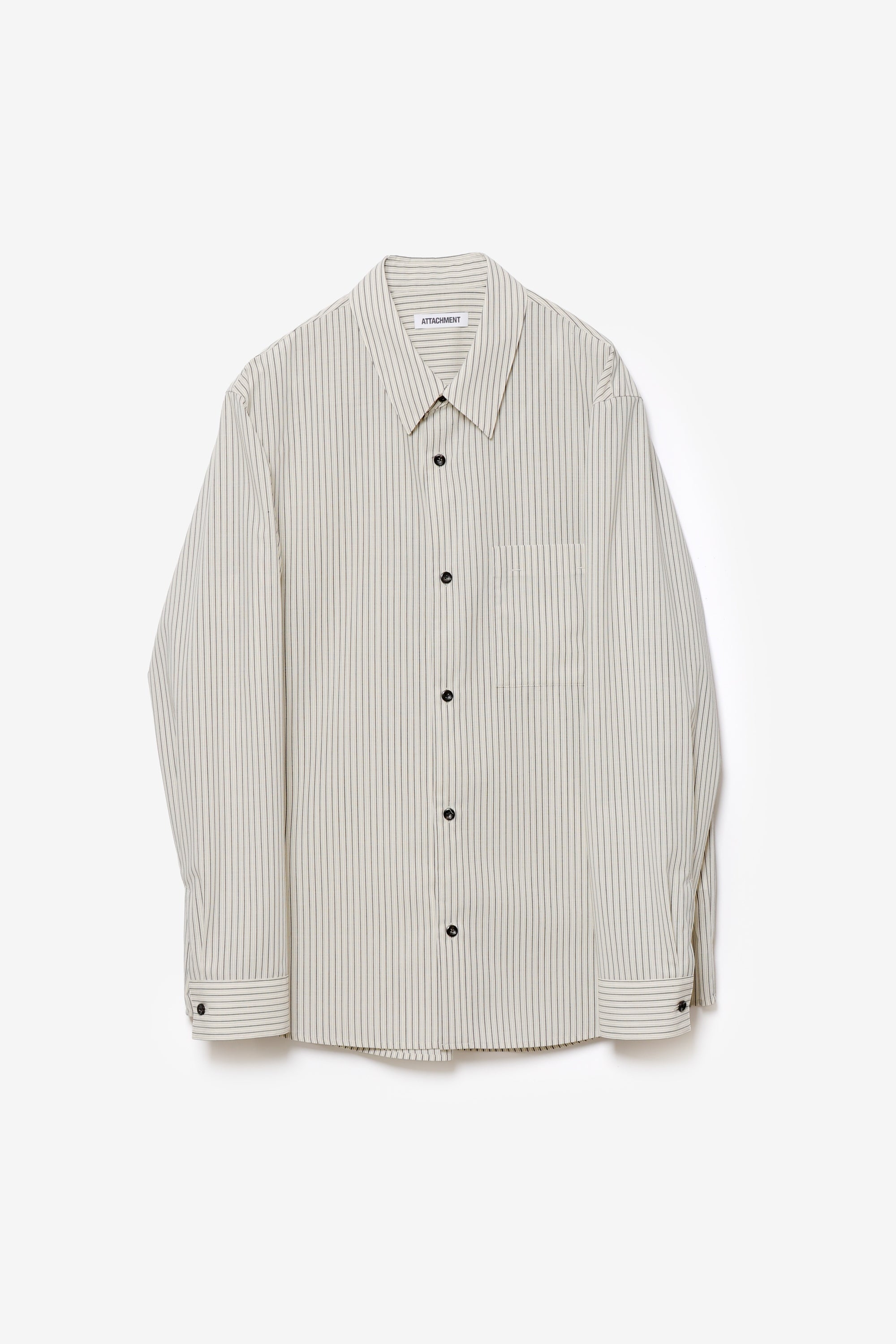 ウール/ポリエステル ストライプ L/Sシャツ